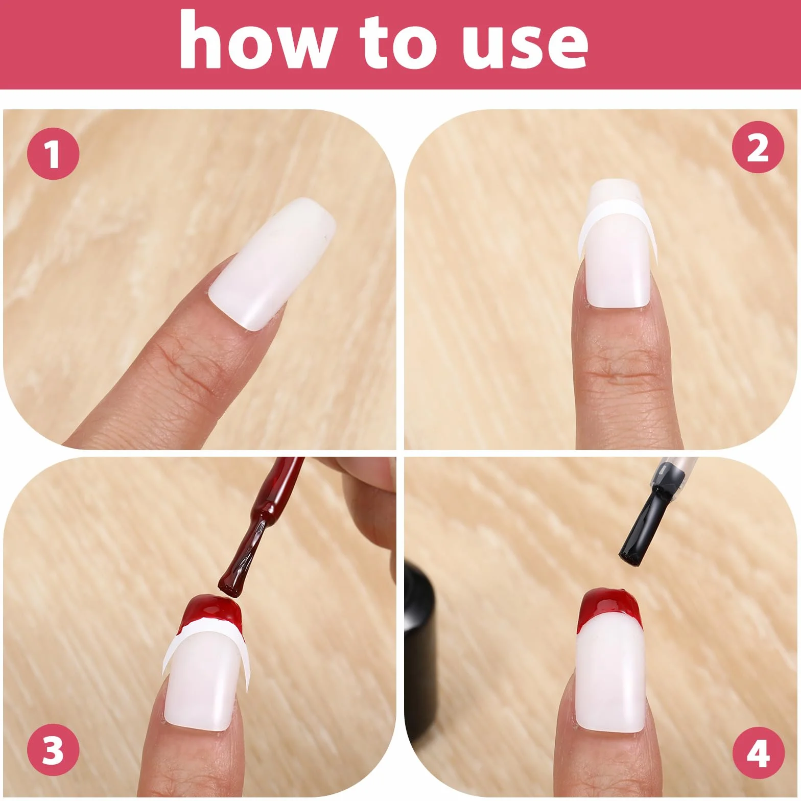 Larrel 5 arkuszy/240 sztuk Francuskie paznokcie szablony, szablony do manicure biały półksiężyc francuska manicure naklejki na paznokcie naklejki ozdoby sztuczne DIY narzędzia