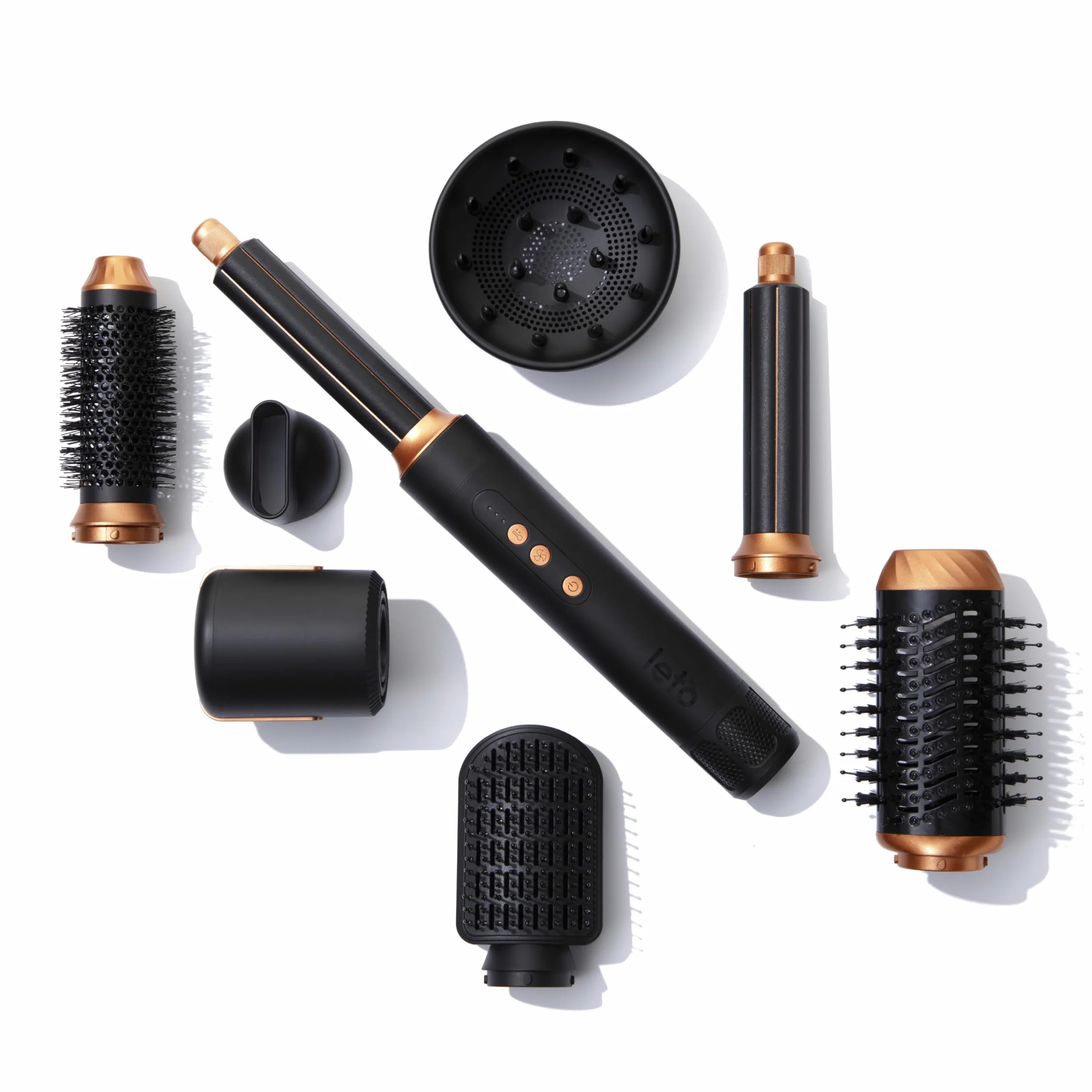 Leto 7 w 1 Hot Air Brush & Hair Dryer – okrągła szczotka, lokówka, prostownica, dyfuzor, koncentrator, Coanda, jonowa, 1400W BLDC