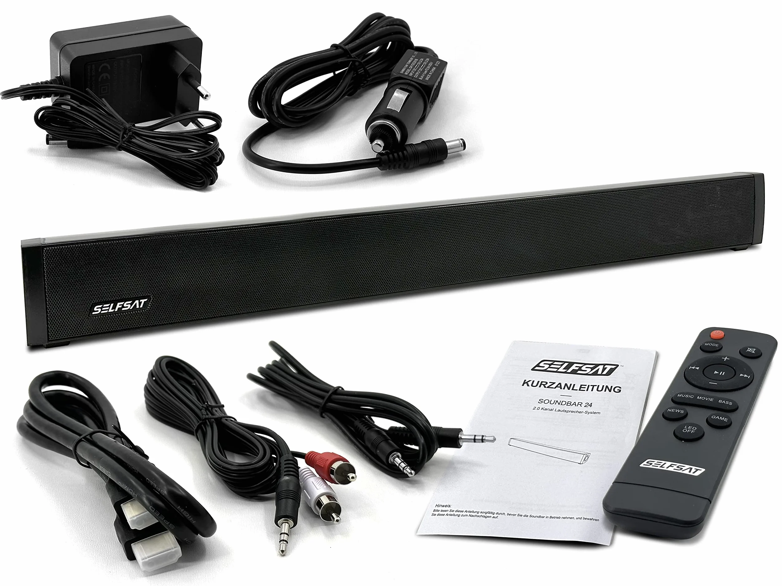 SELFSAT Soundbar 24 (soundbar 12 V pasuje do telewizorów 24") Bluetooth, czarny