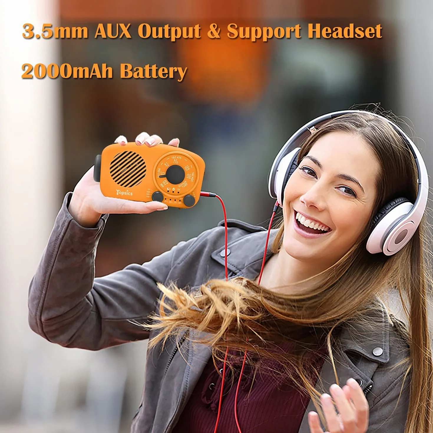 radio zewnętrzne z funkcją Bluetooth, SW/AM/FM z akumulatorem 2000 mAh, małe sytuacje awaryjne, na kemping z latarką, obsługa karty TF / AUX / USB (z kartą TF 1 GB)