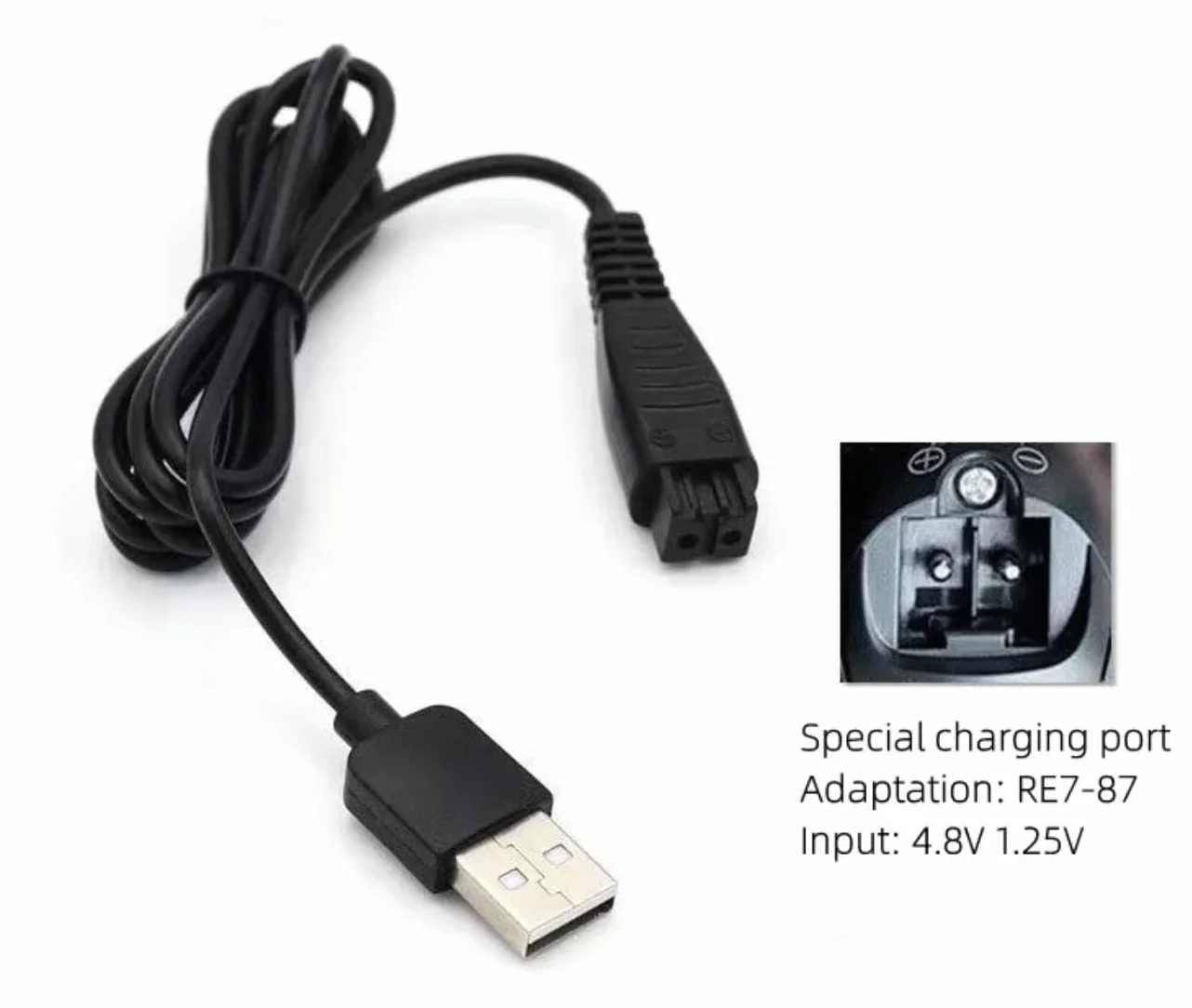 Wymienny kabel ładujący USB 4.8 W RE7-87/RE7-59 do golarki elektrycznej Panasonic ES-RT30 ES-RT40 ES-GA20 ES2065 ES2067 ES-ST29 ES-ERT3