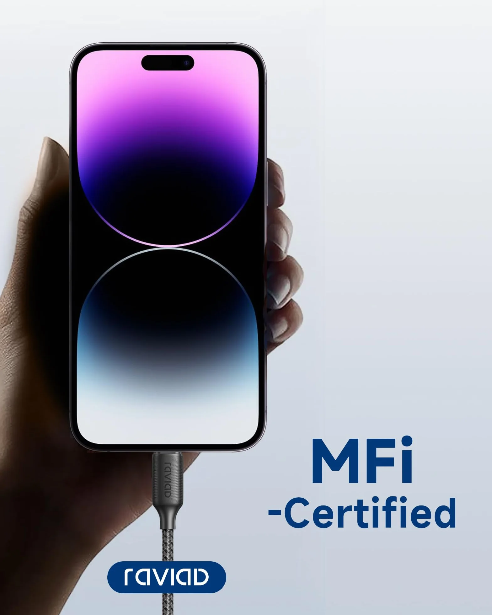 RAVIAD kabel USB C na Lightning [certyfikat MFi] nylonowy kabel USB typu C, szybkie ładowanie, do iPhone 14/13/Pro/Max/11 Pro/11 Max/11/SE 2020/XR/XS/X/8/8 Plus