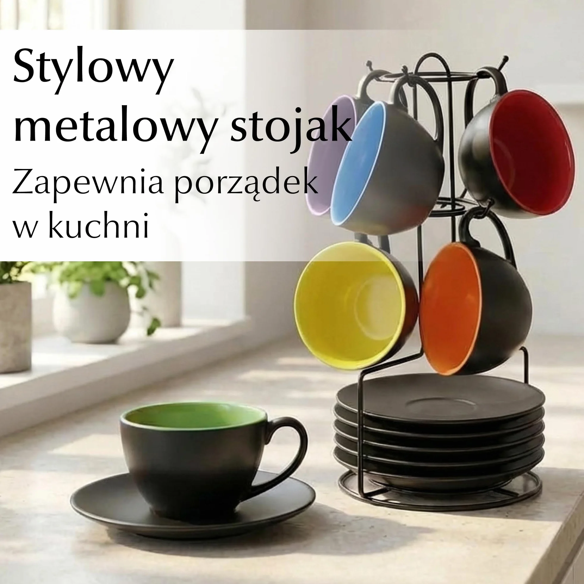 MIAMIO - 6 x 175 ml filiżanek do cappuccino/zestaw filiżanek do cappuccino Na zewnątrz czarne Wewnątrz kolorowe - Kolekcja Le Papillon (Mieszane)