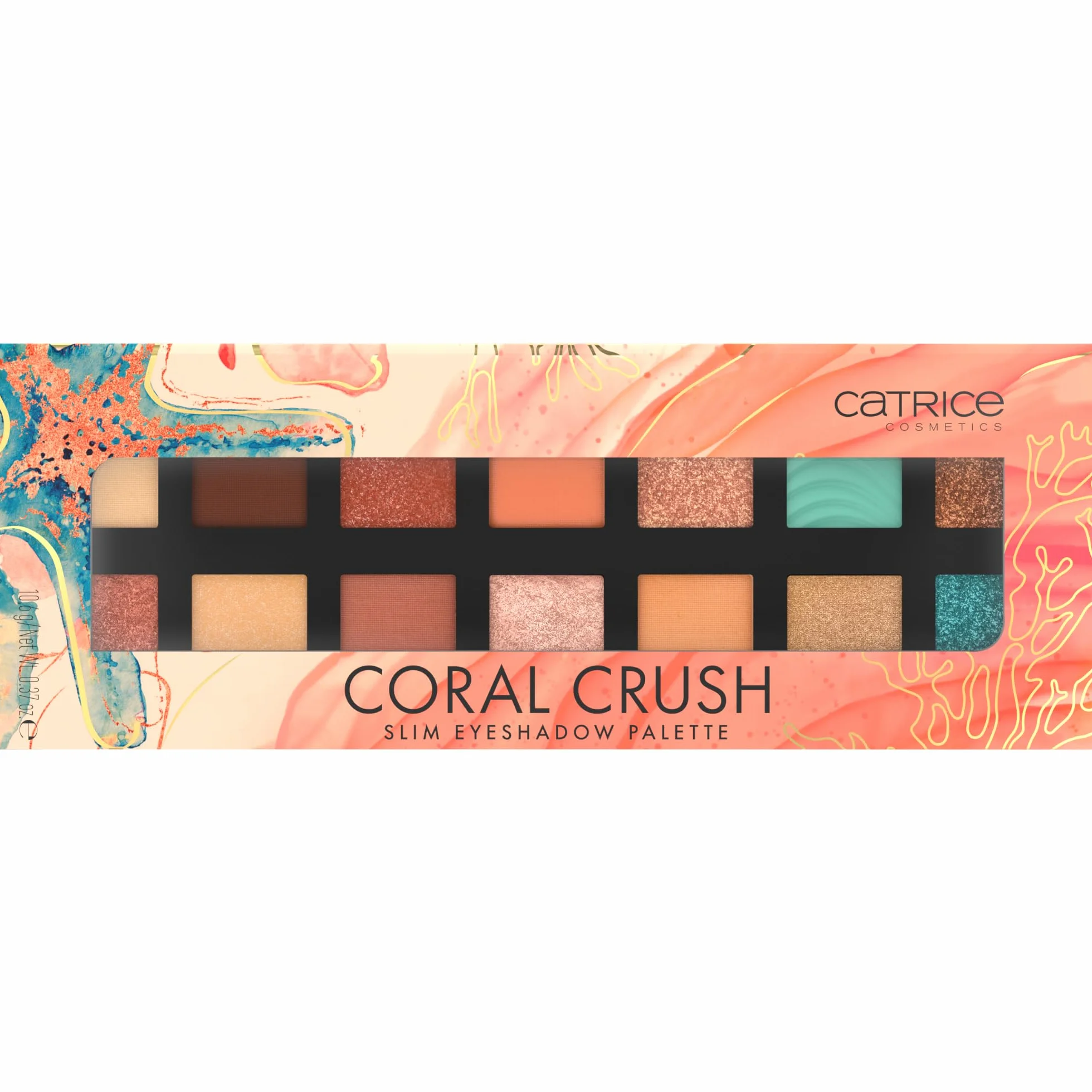 Catrice Paleta cieni do powiek Coral Crush Slim, długotrwały, wyraźny wynik, błyszczący, intensywny (10.6g)