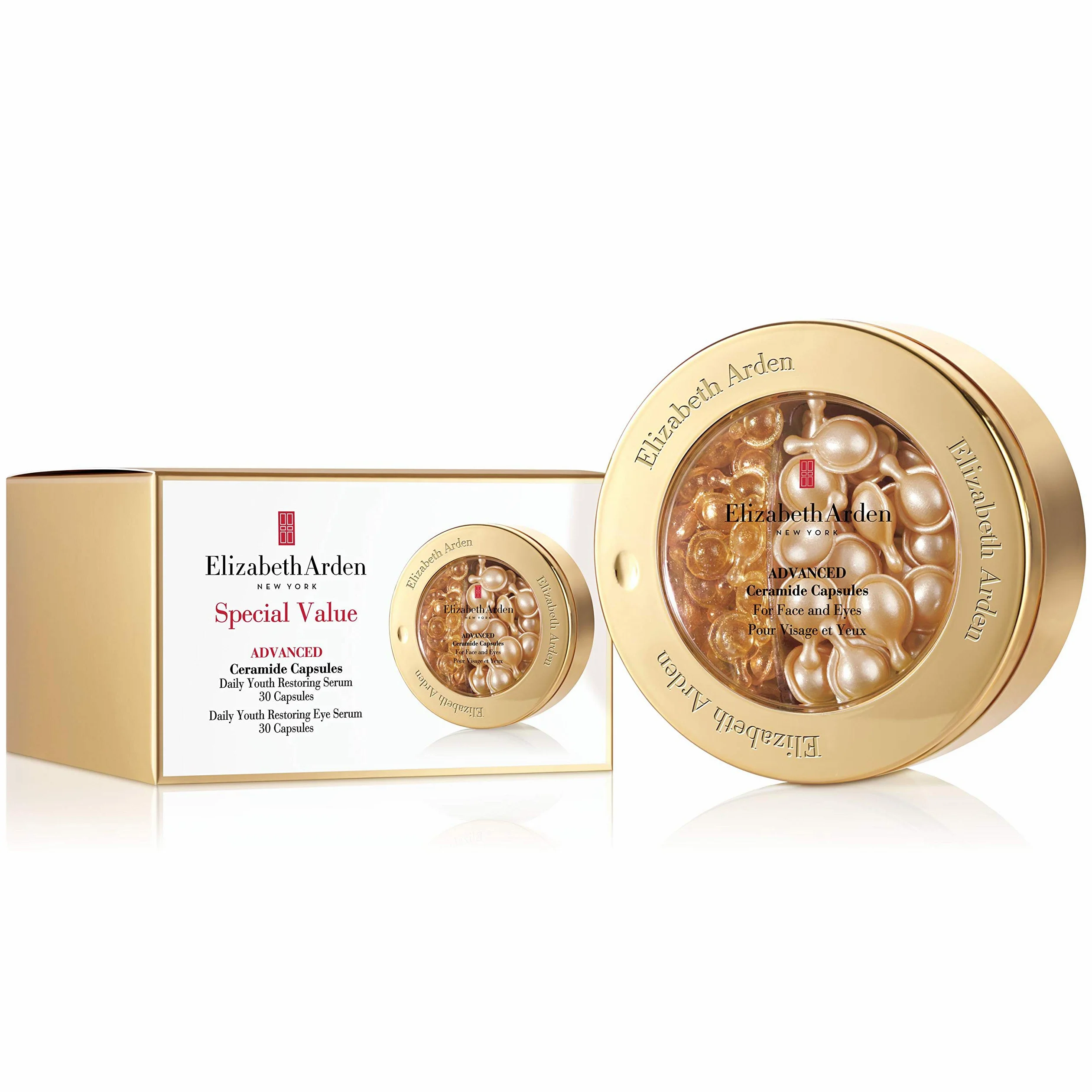 Elizabeth Arden - Zaawansowane Ceramide Kapsułki Duo Twarz i Oczy - Młodzieżowe rozwiązania renowacyjne - Potrójny efekt przeciwstarzeniowy