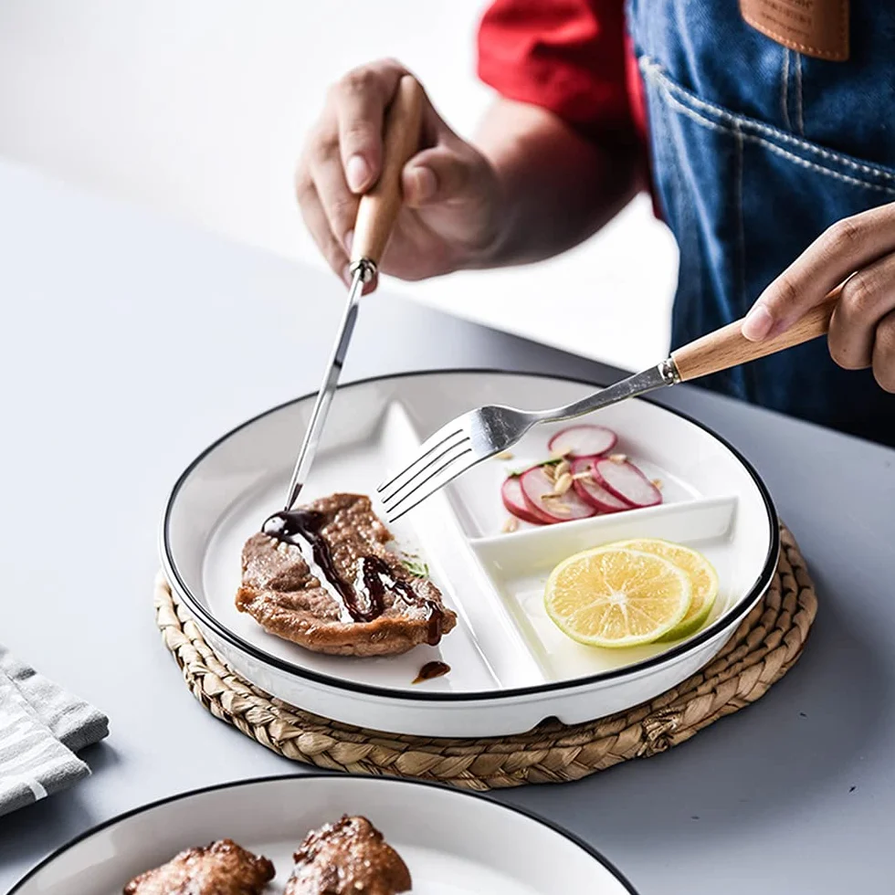 talerze porcelanowe podzielone talerze talerze przedział dla dorosłych dieta talerze stołowe Talerze do sałatek
