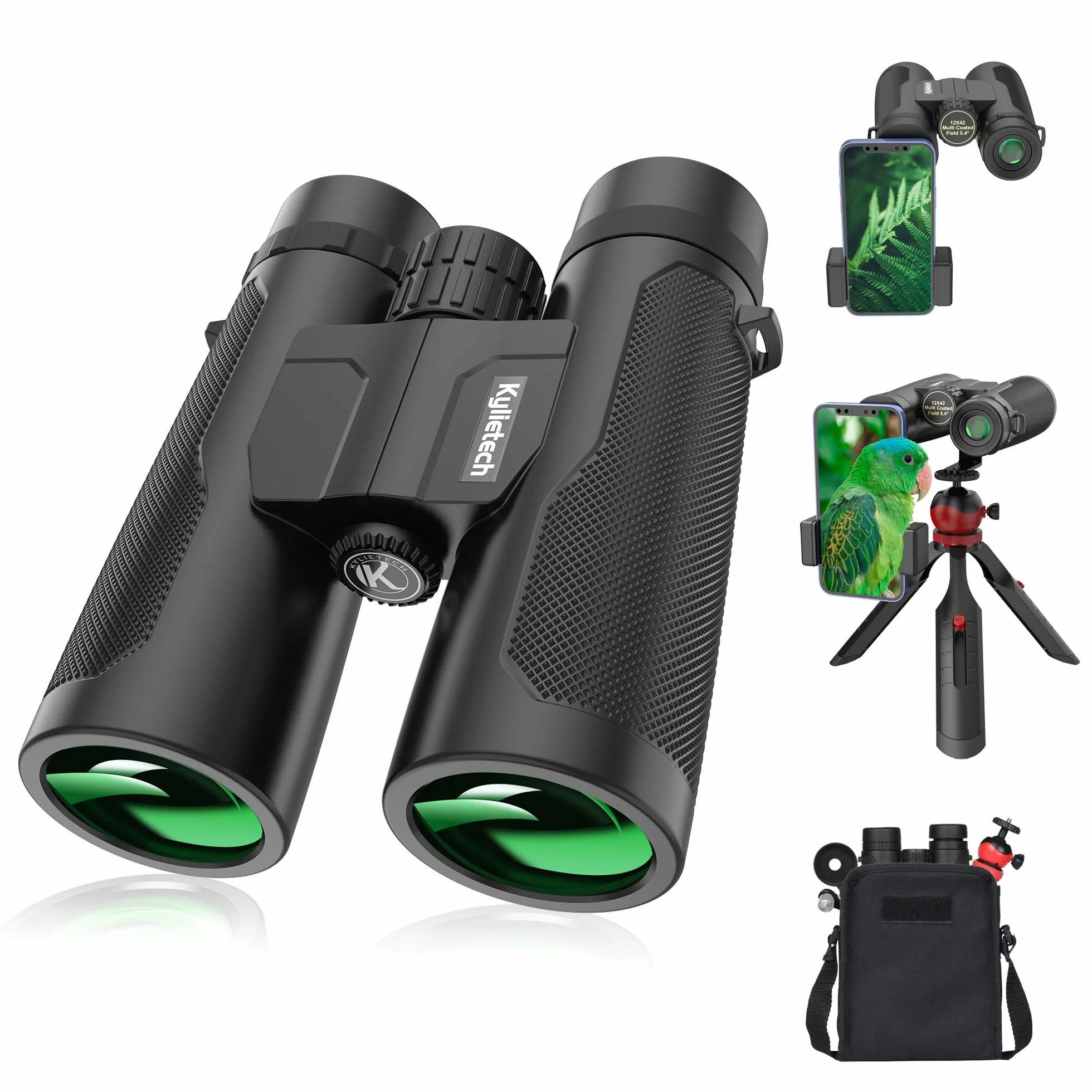 12X 42 Lornetka, Kylietech wysoka moc lornetka kompaktowy wizja wyraźne obserwowanie ptaków, wodoodporna doskonała do wędrówek na świeżym powietrzu, strzelania, podróżowania, zwiedzania, polowania