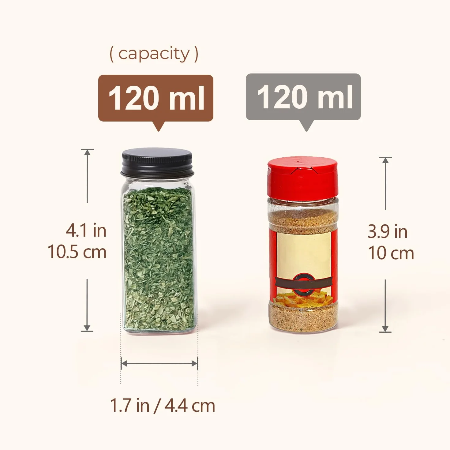 ComSaf 24 szt. szklanych słoików na przyprawy 113 ml z pokrywkami typy shaker, 93 etykiety, poręczny lejek, młynek, puste pojemniki na przyprawy i kwadratowe słoiki na przyprawy, do kuchni