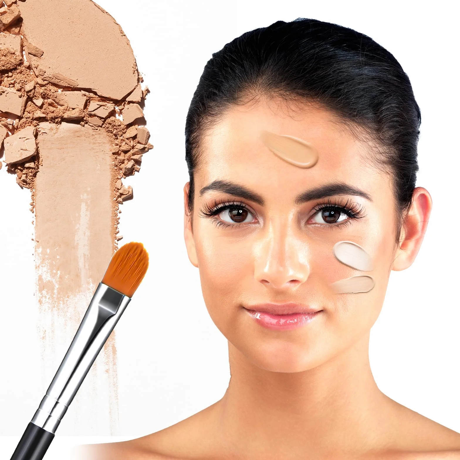 YUXIANLB Zestaw 4 pędzli do cieni do powiek, korektor, aplikatory, cienie do powiek, eyeliner, pędzle do makijażu z syntetycznym włosiem, zakreślacz, podkład, mieszanie konturów