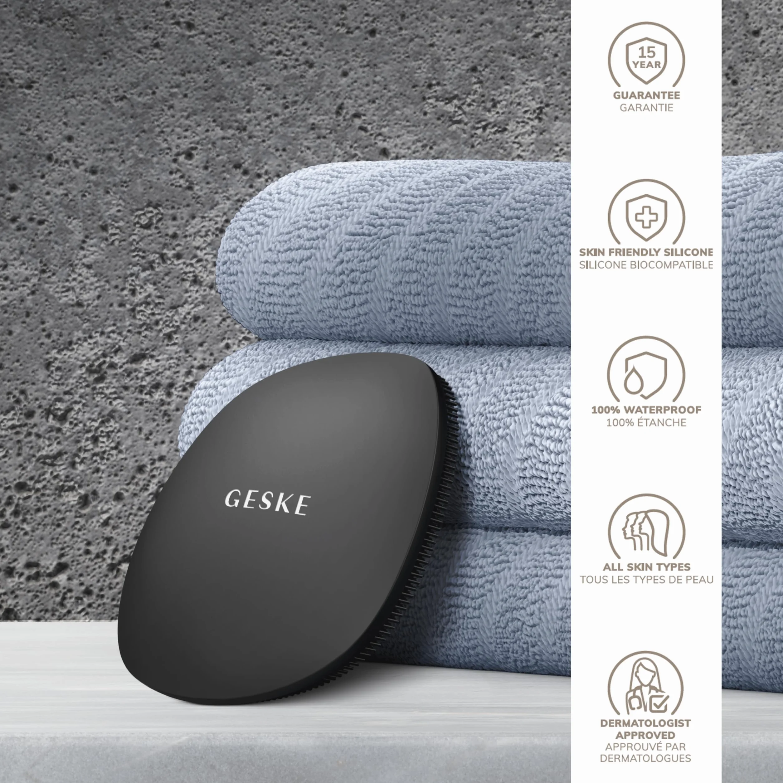 GESKE | Szczoteczka do twarzy SmartAppGuided™ 4 w 1 | Szczoteczka do twarzy | Miękka silikonowa szczoteczka | Profesjonalne oczyszczanie twarzy | Urządzenie do oczyszczania twarzy | Oczyszczanie skóry