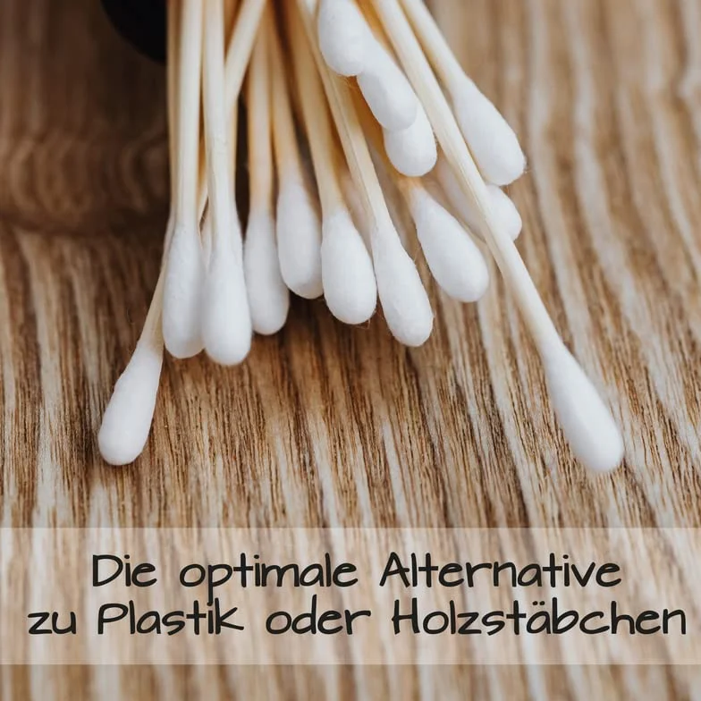 200 bambusowych patyczków higienicznych, w 100% bez plastiku, biodegradowalne i zrównoważone – produkt naturalny, przyjazne dla środowiska pałeczki do uszu, Q Tips wegańskie