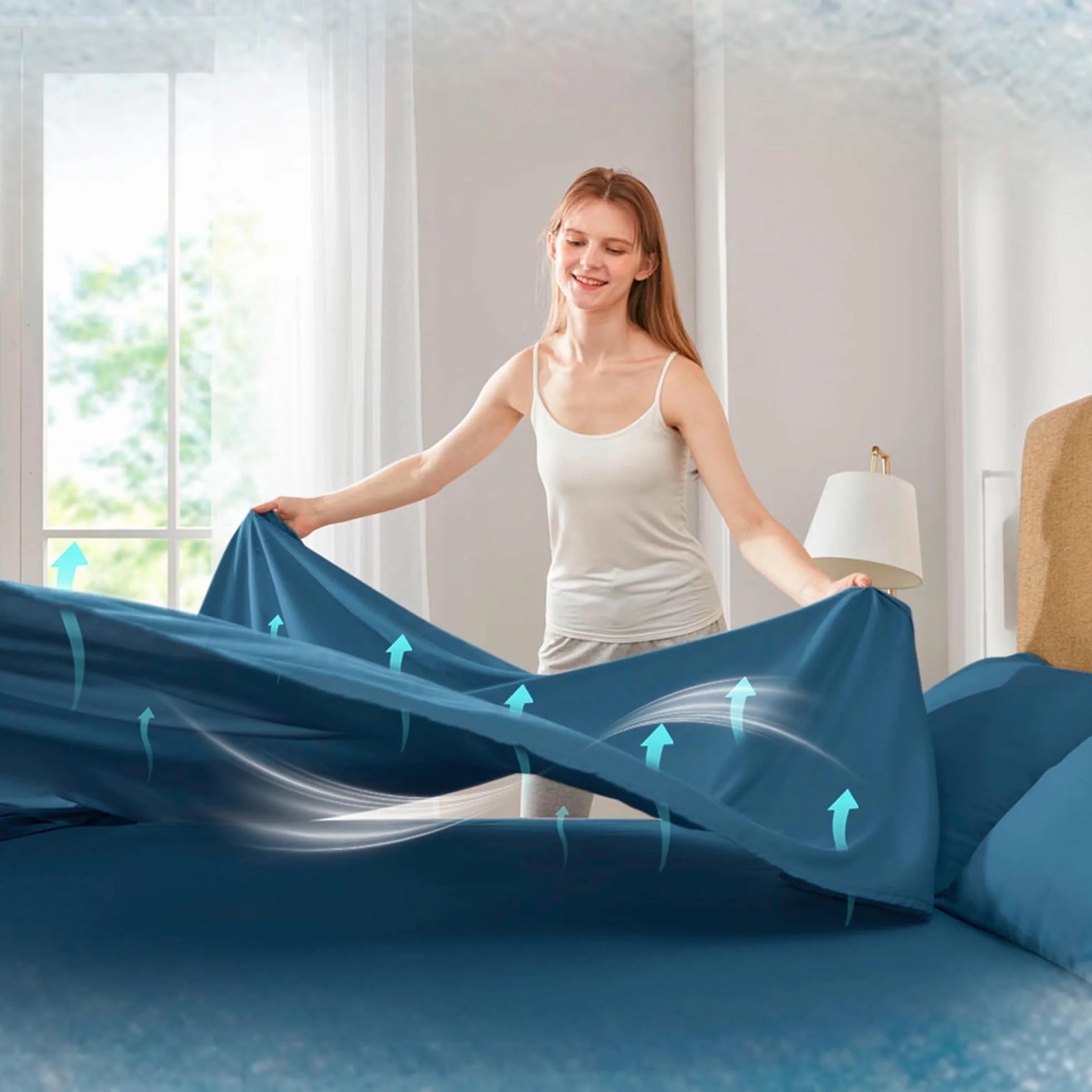 Comfort Spaces Coolmax Moisture Wicking Sheet Set Cal King 4 Piece Deep Pocket Fits Up to 16" Mattress