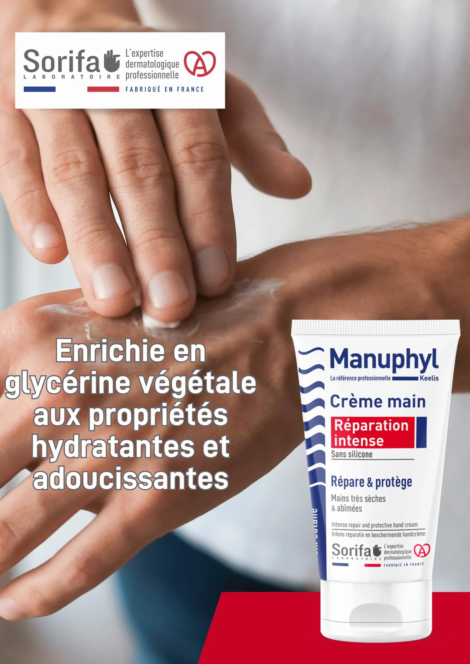 Zestaw 6 Manuphyl Intensywna naprawa Krem do rąk - Naprawia i chroni - Bardzo suche i zniszczone dłonie - Niskotłuszczowy, lekko pachnący, wzbogacony o glicerynę i białko pszenicy - Tuba 50 ml