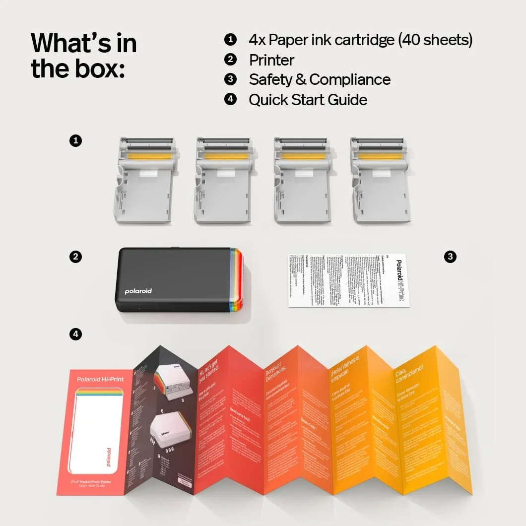 Polaroid Zestaw Hi-Print+Paper - 2. generacji - Podłączona przez Bluetooth 2x3 Kieszonkowa Drukarka fotograficzna, Dye-Sub - Czarny