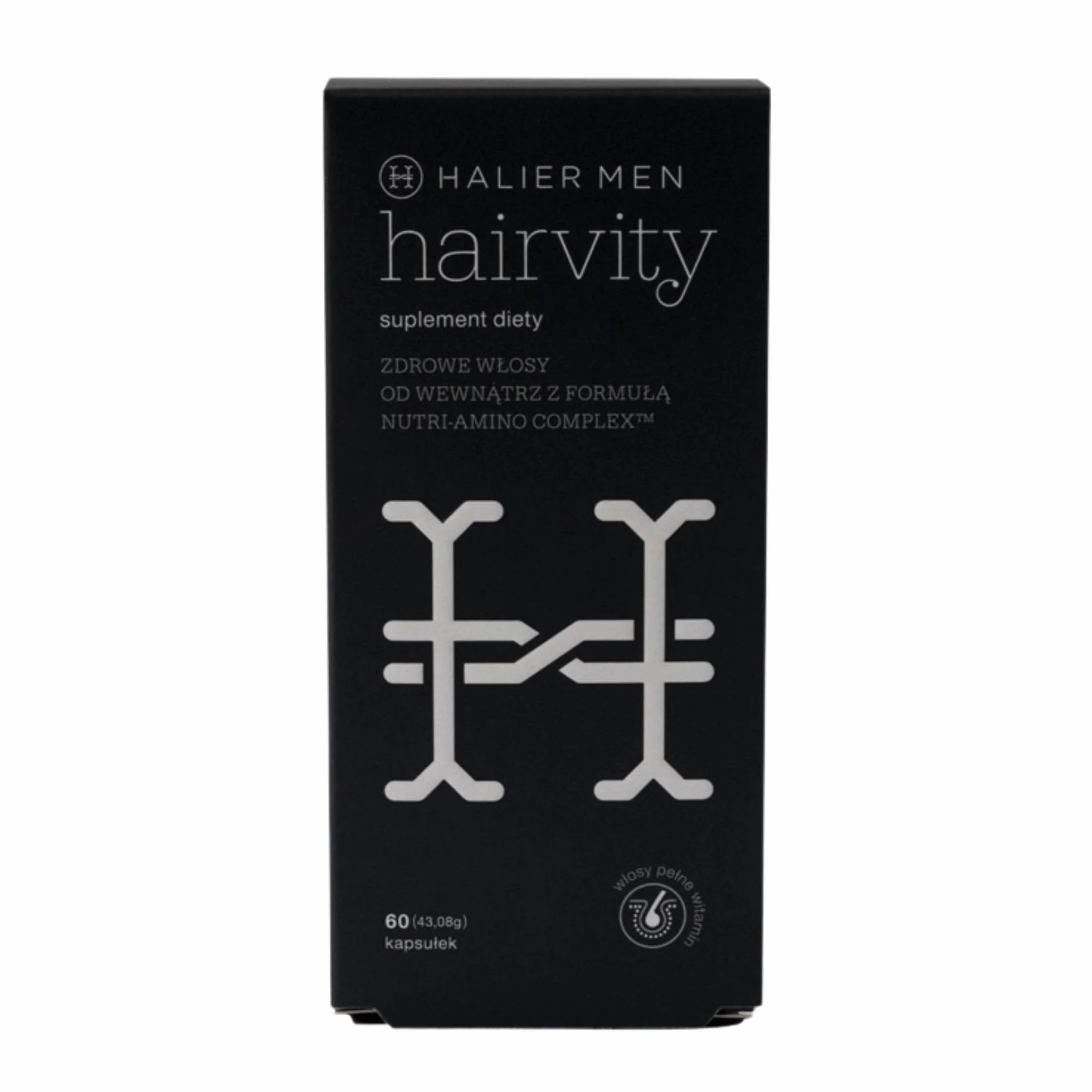 Hairvity Suplement Diety z Formułą Kolagen + Amino-complex, Nutrikosmetyk dla Mężczyzn Poprawia Stan Słabych i Suchych Włosów, Dawka Witamin i Minerałów dla Włosów 60 Kapsułek
