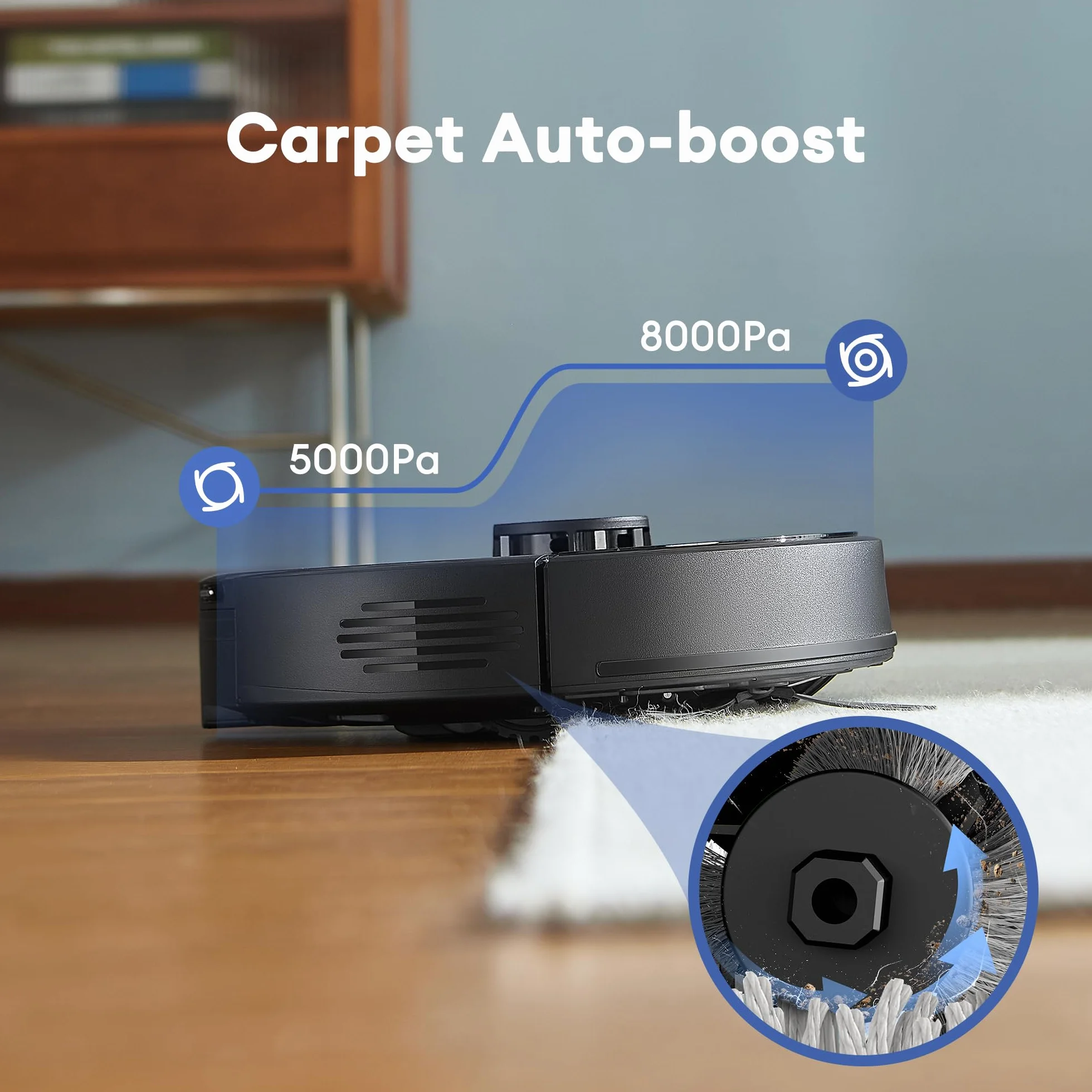 Ultenic Robot Odkurzający z Samoożnianiem, 8000Pa, Lidar Navigacja, 180 Min Czasu Pracy, Aplikacja/Alexa, Odpowiedni Do Dywanów i Twardych Podłóg