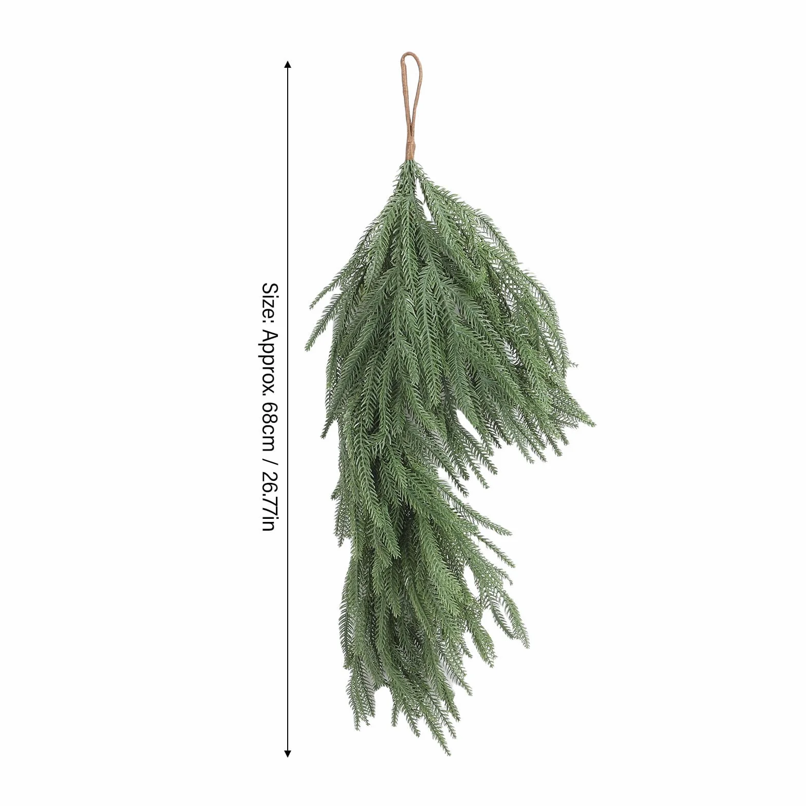 Ausla Norfolk Pine Teardrop Swag, 68 Cm / 26,77 Cali Długości, 2 Sztuki, Zielony Plastik