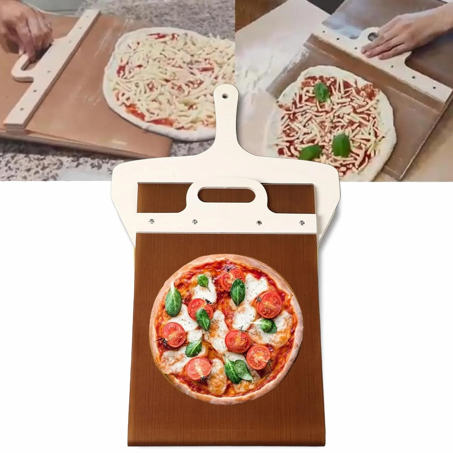 Przesuwana Obieraczka do Pizzy 12-calowa Drewniana Łopatka z Uchwytem Nieprzywierająca