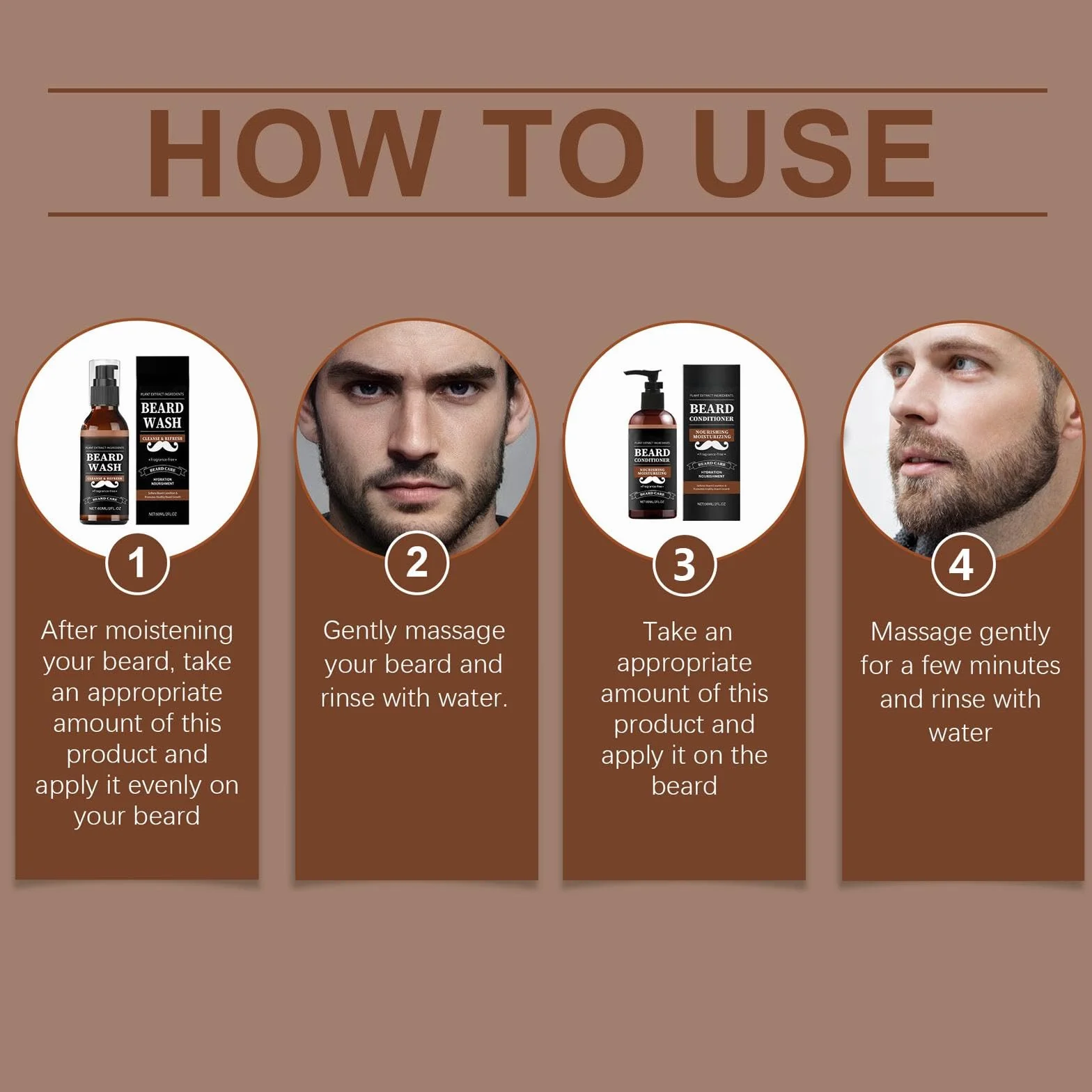 Beard Wash & Softener For Men, broda szampon do codziennej pielęgnacji i czyszczenia, zapewnia miękką, zadbaną broda