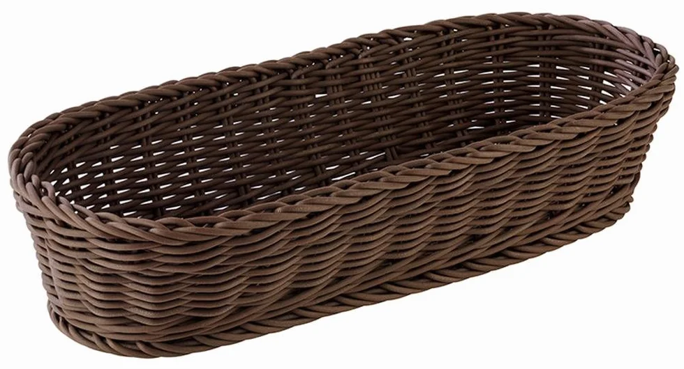 Kosz na bagietki owalny PROFI LINE 40x16x8 cm pleciony z polipropylenu ciemnobrązowy
