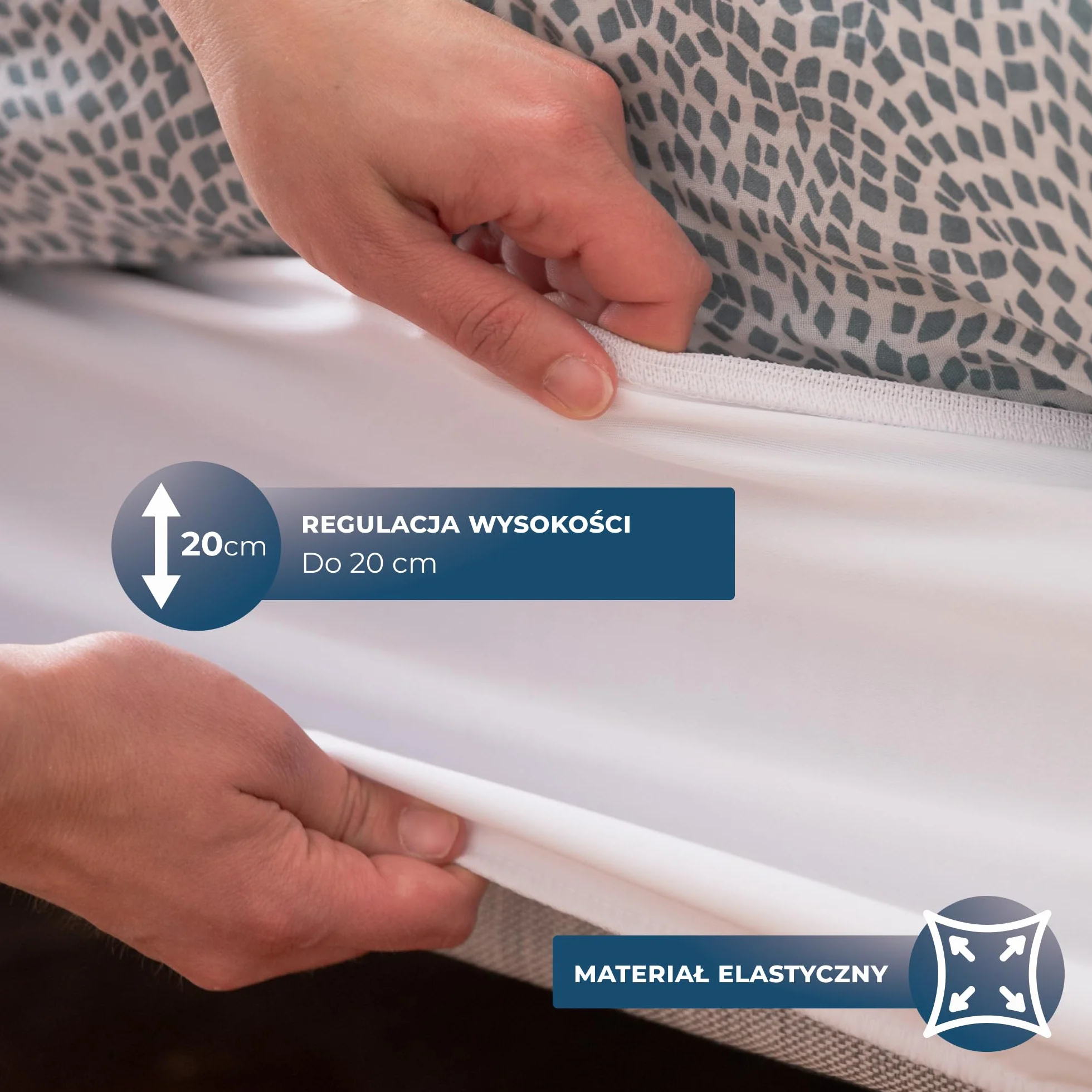 Wrappybag Osłona na Materac 90 x 190 cm Elastyczne Gumki Pokrowiec na Łóżko Szary