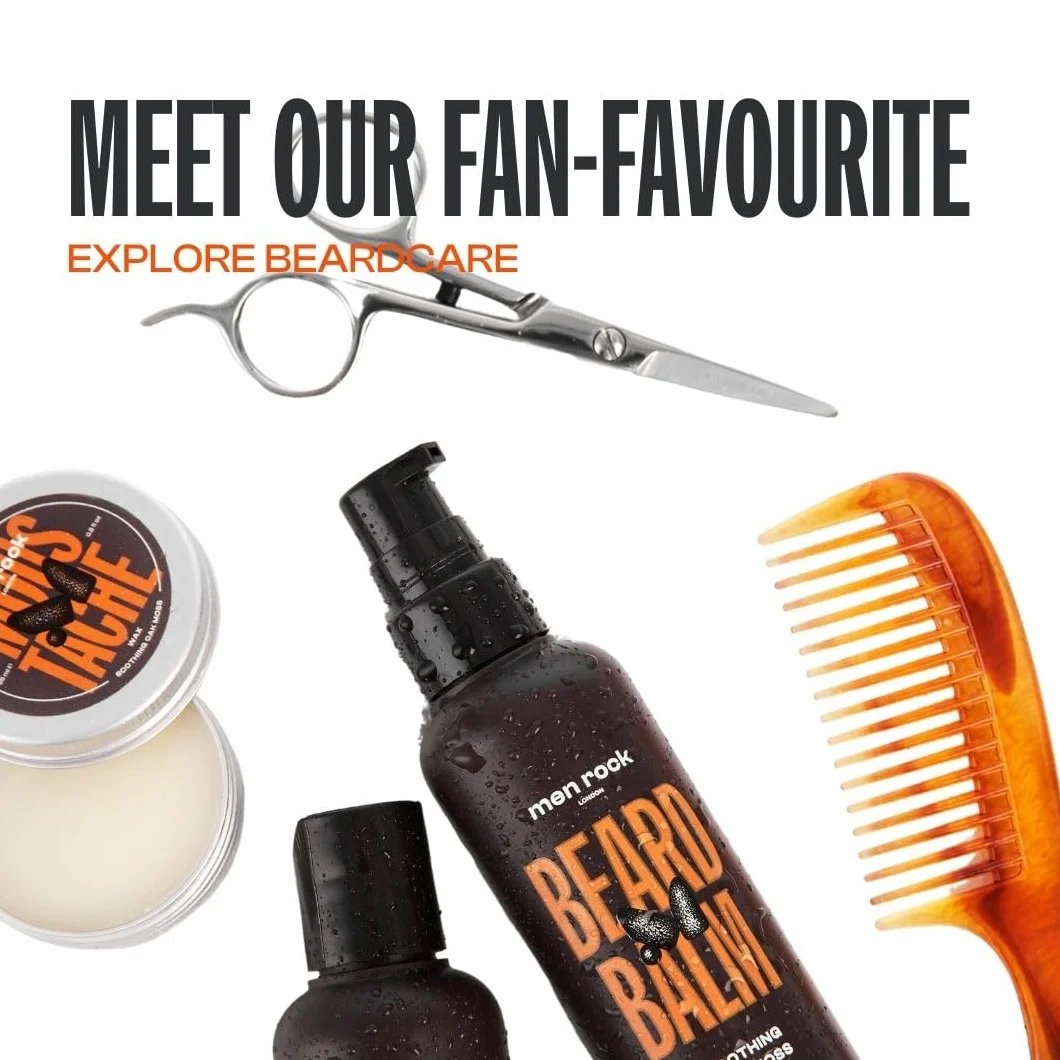 Men Rock Soothing Moustache Wax, Perfect to Shape, Style and Tame Unruly Hairs, Promotes Softer Hair Growth, Enriched with Argan Oil to Moisturise Skin, Fresh and Earthy Oak Moss Fragrance 25ml