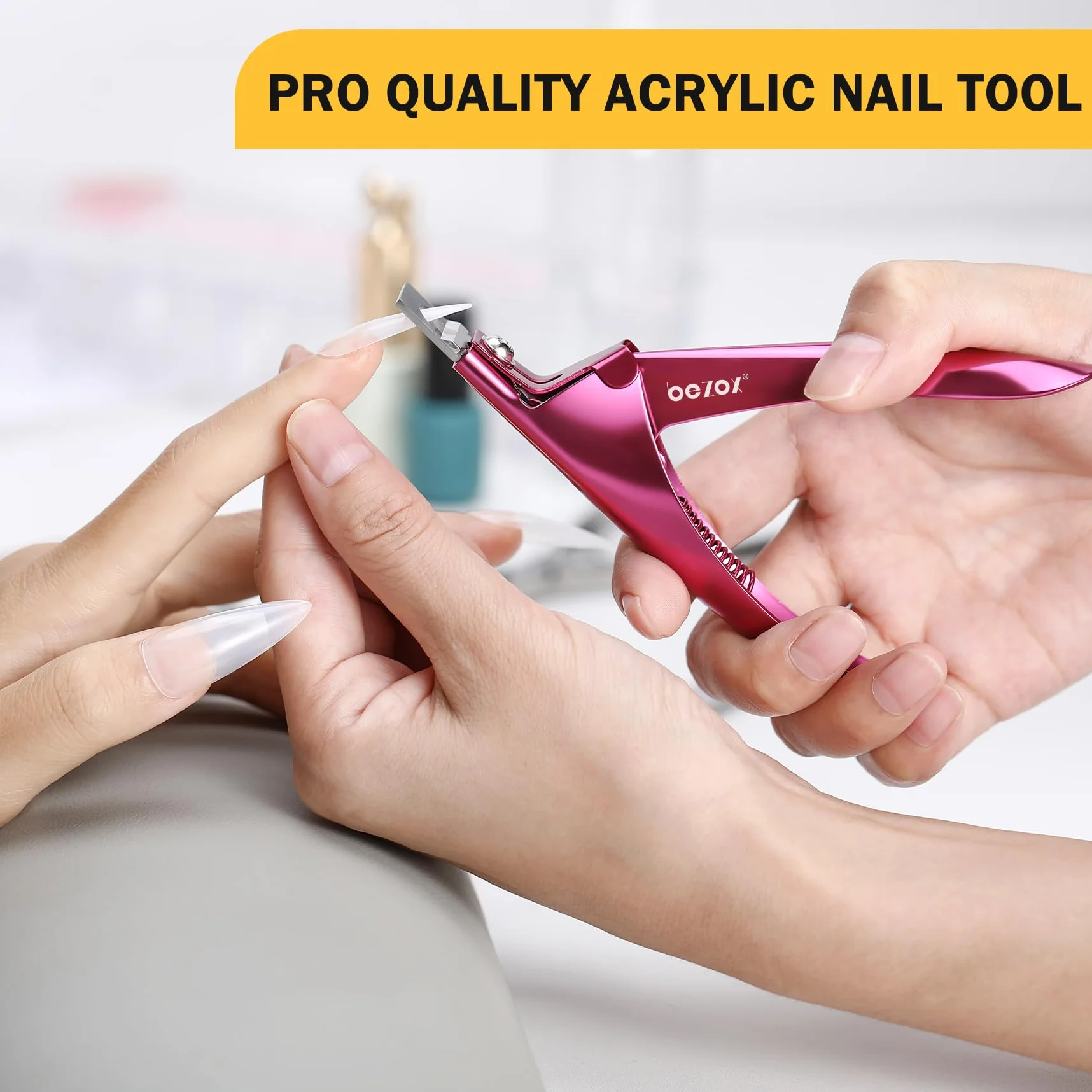 BEZOX Obcinacz do paznokci, obcinacz do paznokci akrylowych, sztucznych paznokci, nierdzewne, ostre, profesjonalny manicure, pedicure