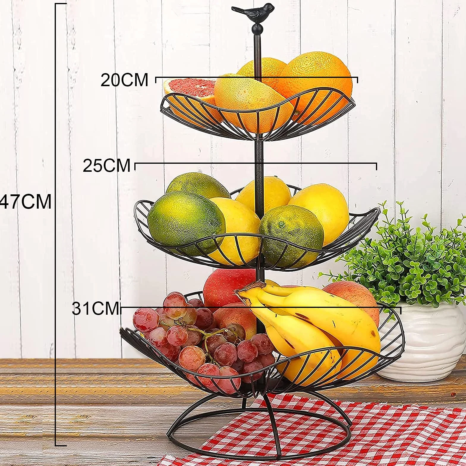 easyBee 3-poziomowy metalowy kosz na owoce stojak na warzywa miska do serwowania
