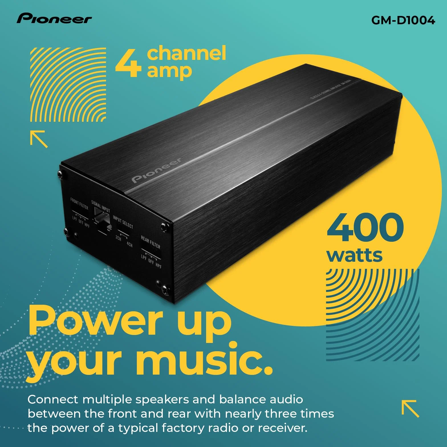 Pioneer GM D1004 wzmacniacz samochodowy, 2/3/4-Kanal (400W)
