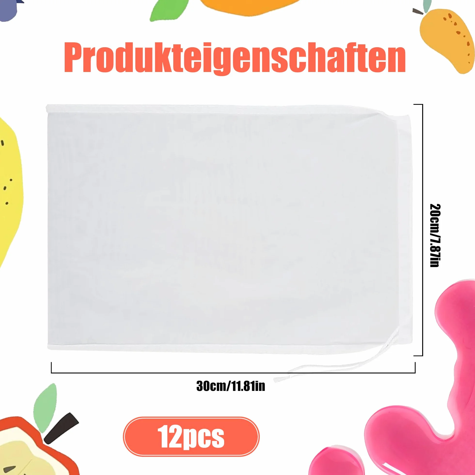 Worki na mleko roślinne z muślinu nylonowego 20×30 cm, filtry do żywności wielokrotnego użytku