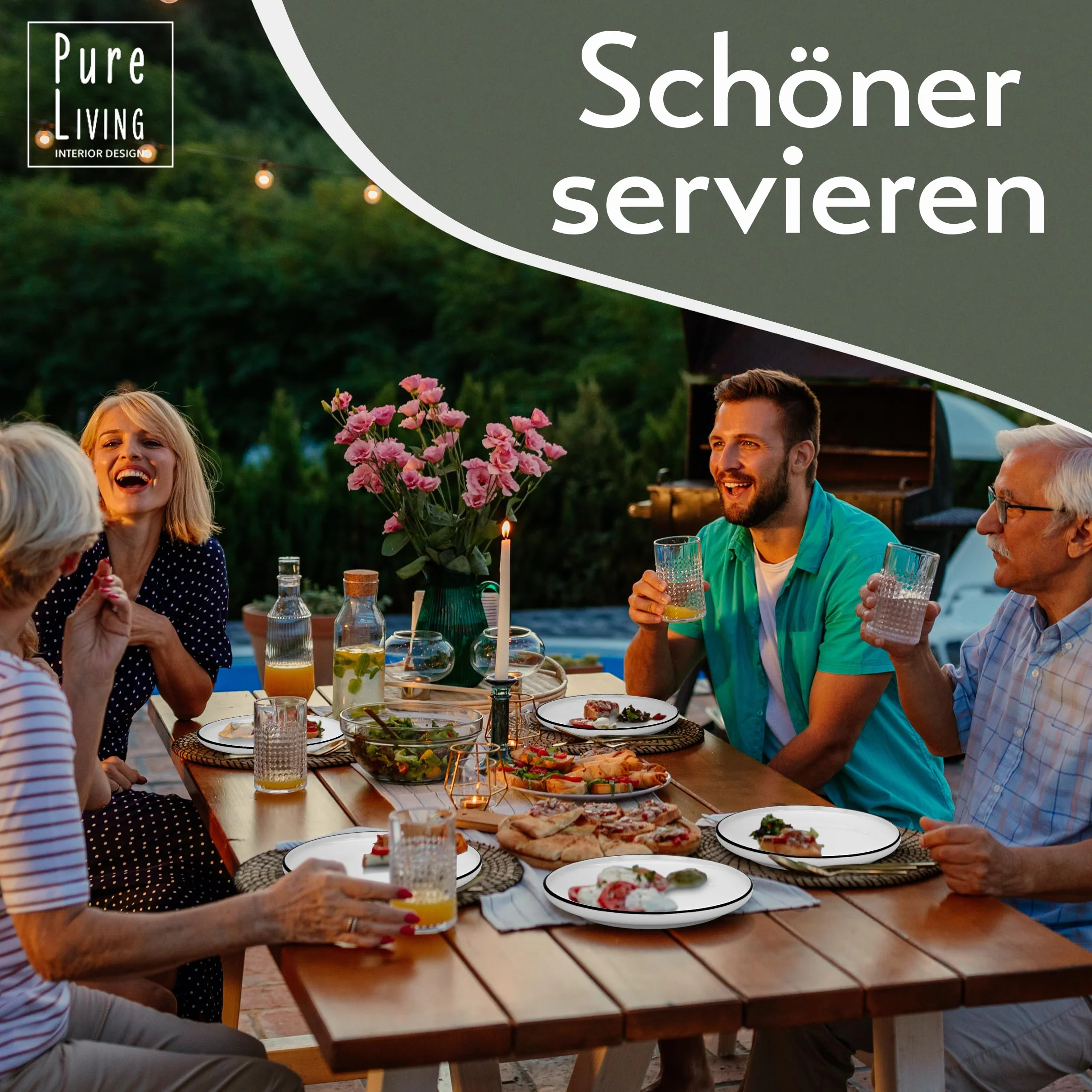 Scandi Pure Living Porcelanowe talerze do zupy, białe, skandynawskie wzornictwo, nadają się do mycia w zmywarce, stylowe, duże miski do sałatek i makaronu, nowoczesne naczynia obiadowe, biała