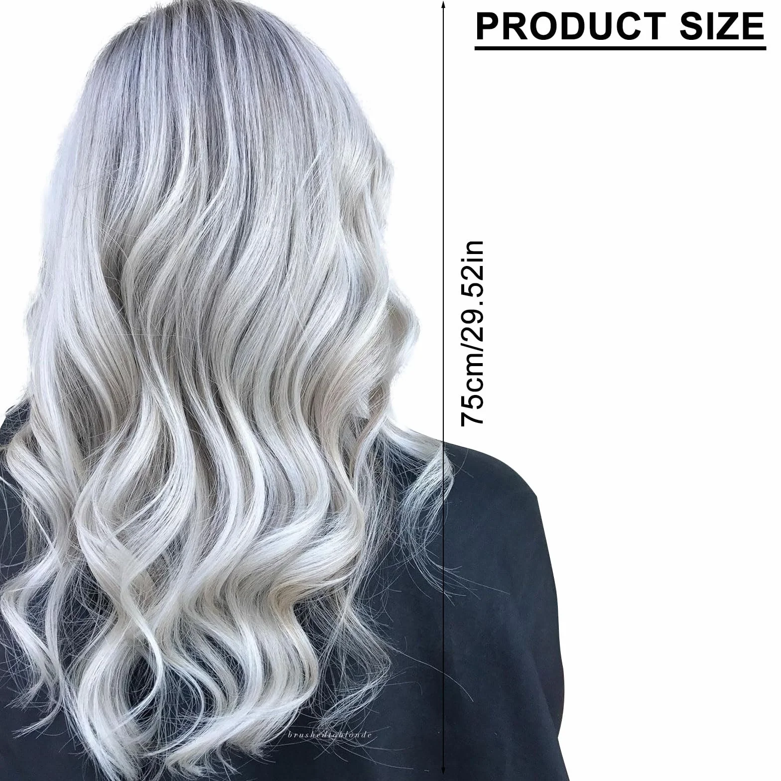 Peruka z długimi włosami dla kobiet, szara, srebrna, elegancka i wygodna, ombre, 66 cm