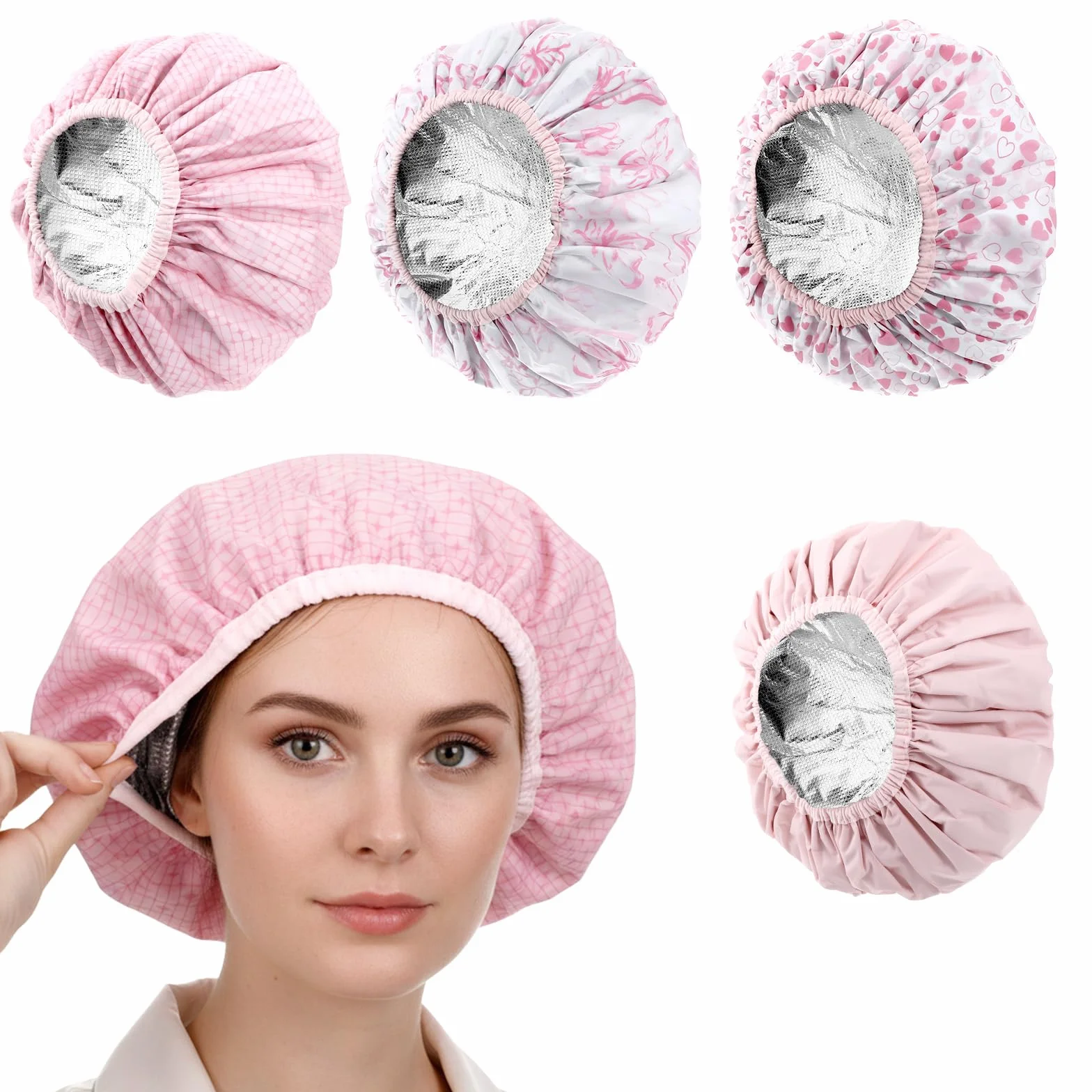 4 sztuki czepków do włosów Deep Conditioning Hair Cap, czepek do farbowania, wodoszczelny, wielokrotnego użytku, dwuwarstwowy, do pielęgnacji włosów w domu i salonie