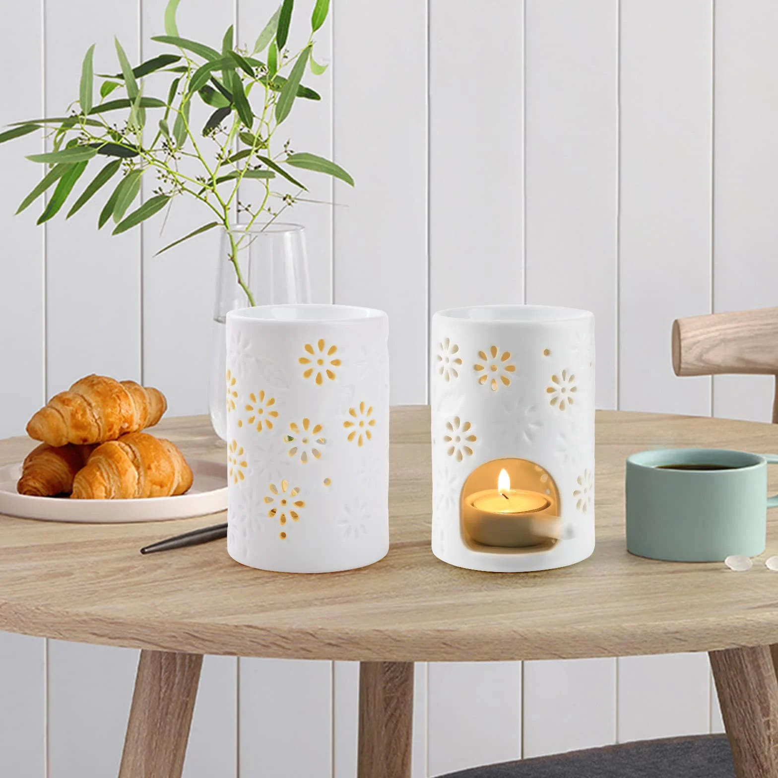 Ceramiczny palnik do olejków eterycznych do topienia wosku, biały