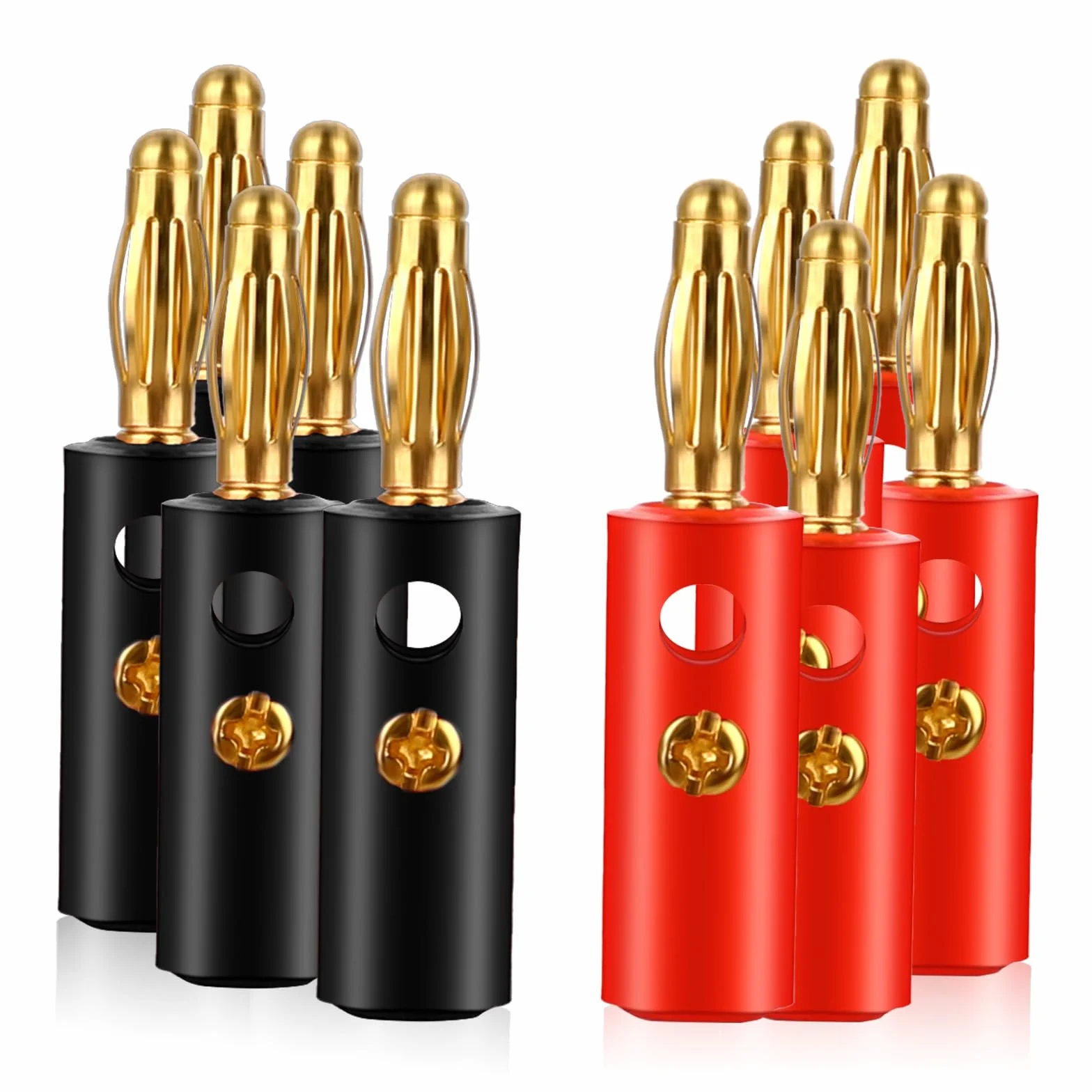 cobee Wtyk bananowy 4 mm, 10 szt. 4 mm głośnik wtyczka bananowa wtyczka bananowa wtyczka do głośnika przewód pozłacany przewód wtyk bananowy (złoty)