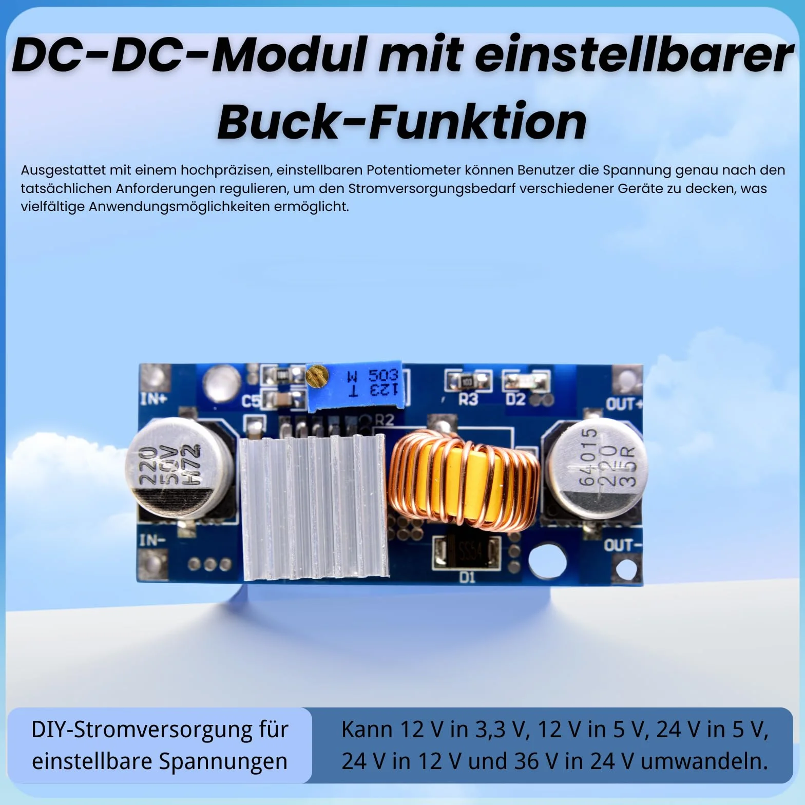 DC-DC Buck Converter 4-38 V do 1,25-36 V 5 A regulowany 24 V 12 V 9 V 5 V Step Down przetwornik napięcia kompatybilny z Arduino LED Electric Power DIY (3 sztuki)