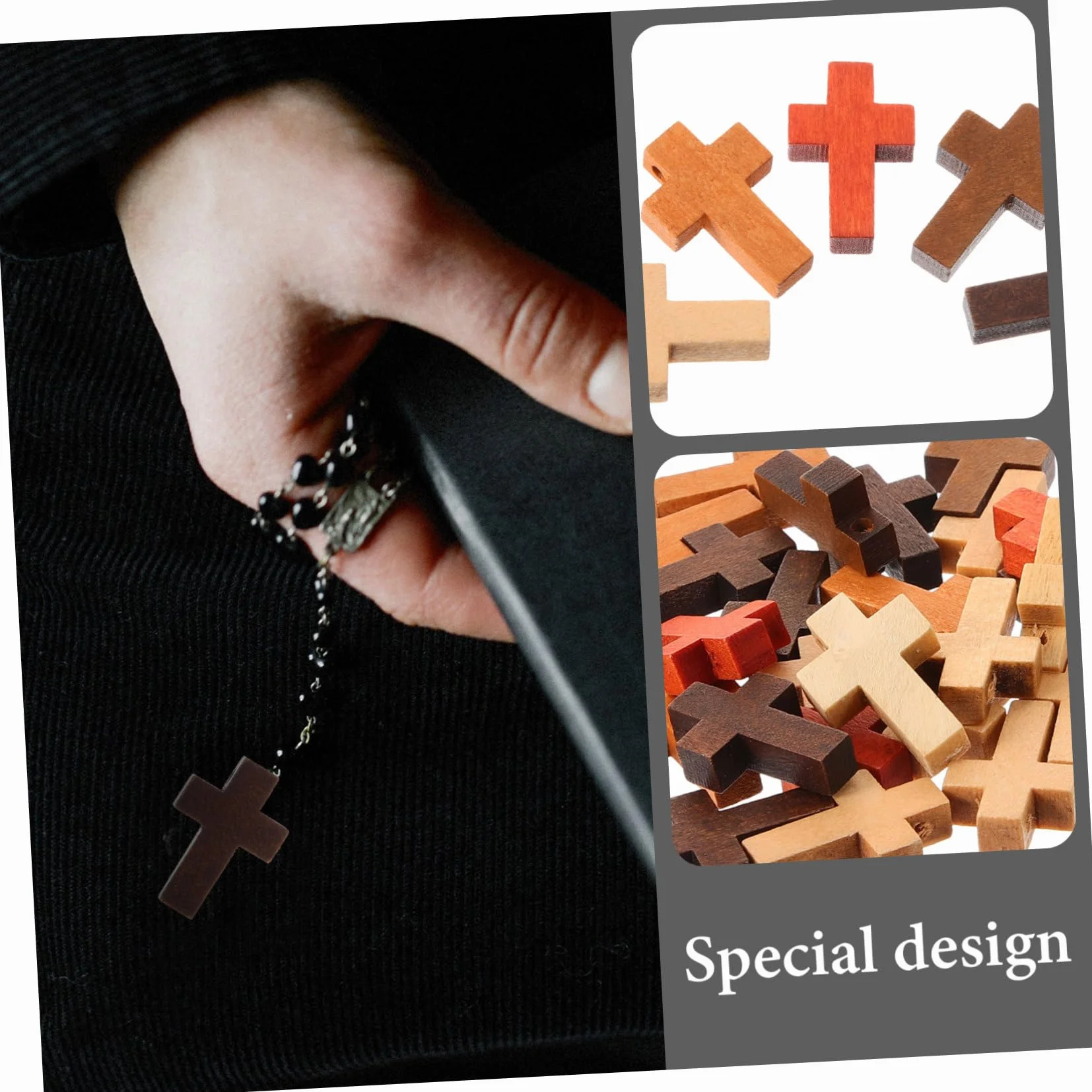 Generic 50szt Drewniany Krzyż Wisiorki z Krzyżykami Wisiorki z Motywem Religijnym Zestaw Do Robienia Różańca Koraliki Krzyżowe Do Bransoletek Religijne Amulety Bransoletka Drewno Naszyjnik