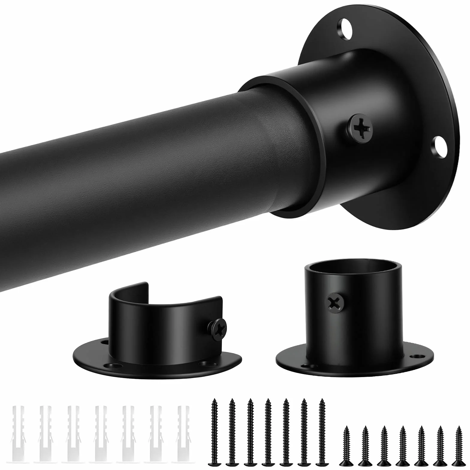 Regulowany drążek teleskopowy na ubrania 32 mm 43-142 cm montaż ścienny czarny
