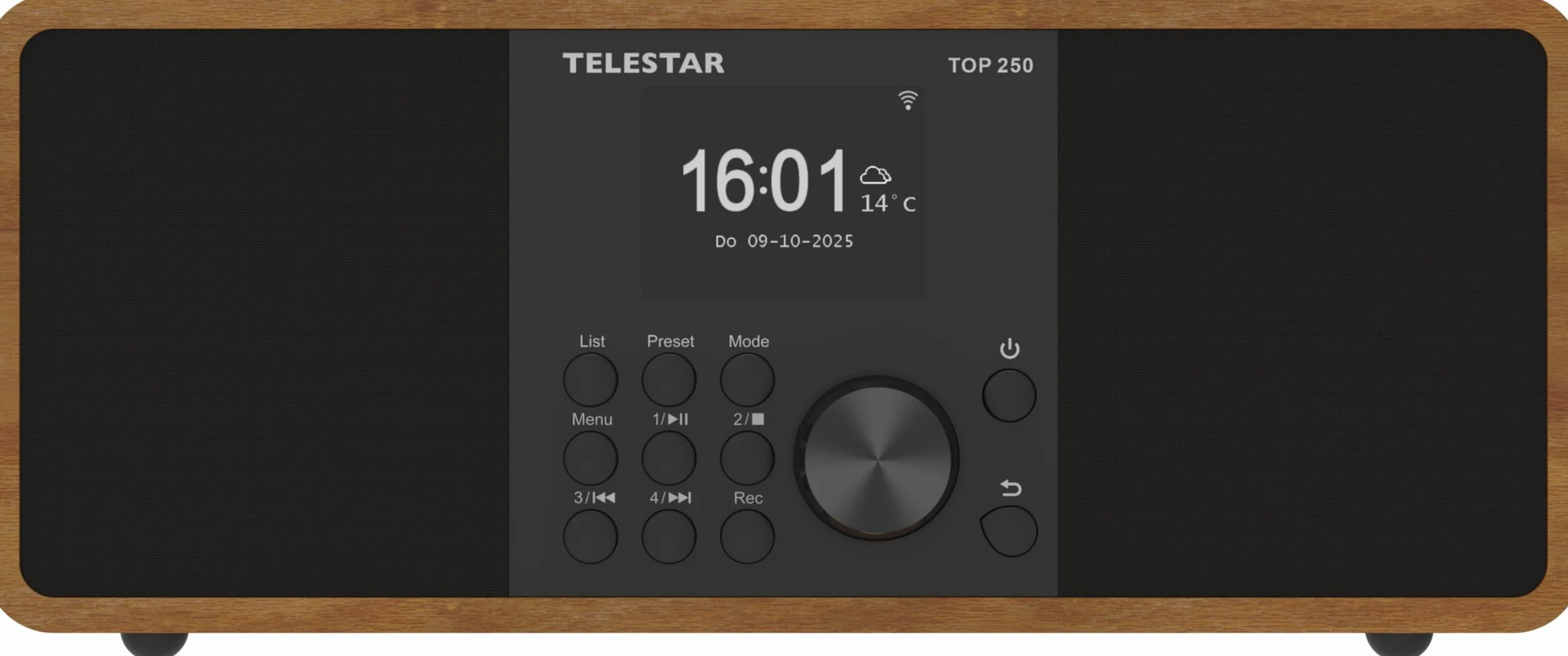 TELESTAR TOP 250 – DAB+/radio internetowe (stereo, 2 × 10 W, funkcja nadawania/odbioru Bluetooth, nagrywanie USB, system alarmowy, sterowanie aplikacją) – drewno