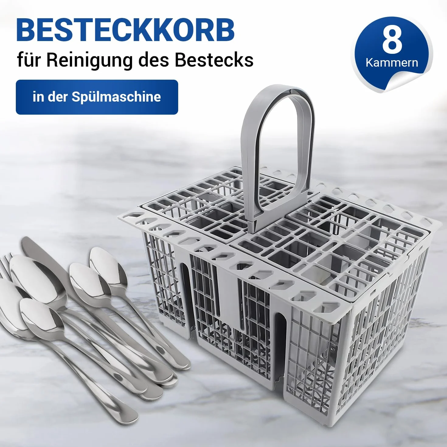 VIOKS Kosz na sztućce do zmywarki 3-częściowy zamiennik do Whirlpool Bаuknecht 488000386607 Indesit Hotpoint C00386607 kosz na sztućce do zmywarki - pojemnik na sztućce do dolnego kosza i koszy do