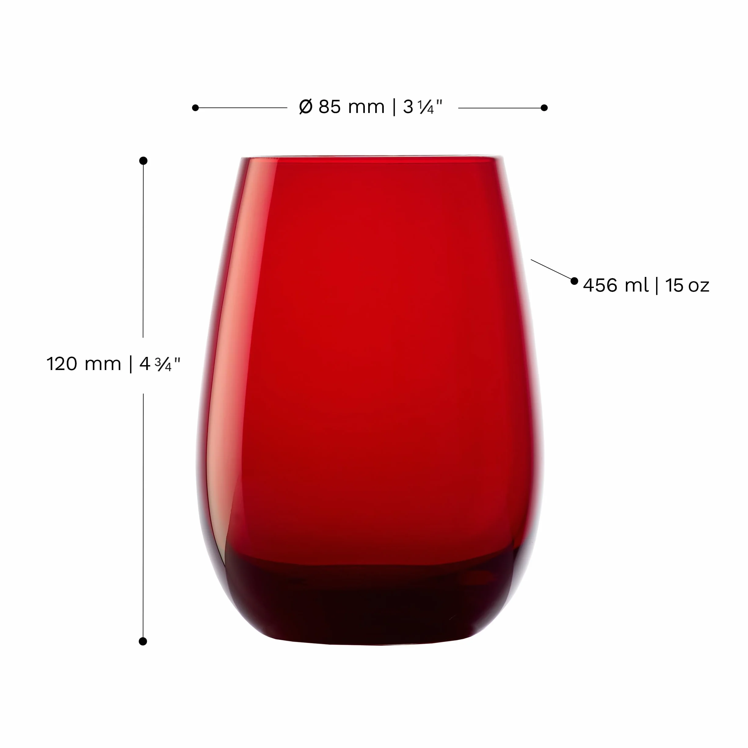 Stölzle Lausitz Szklanki Elements Czerwone Zestaw 6 x 465 ml – Uniwersalne Szklanki z Kryształu Bez Ołowiu – Do Wody Soków i Koktajli – Odporne na Uderzenia i Zmywarkę – Wyprodukowane w Niemczech