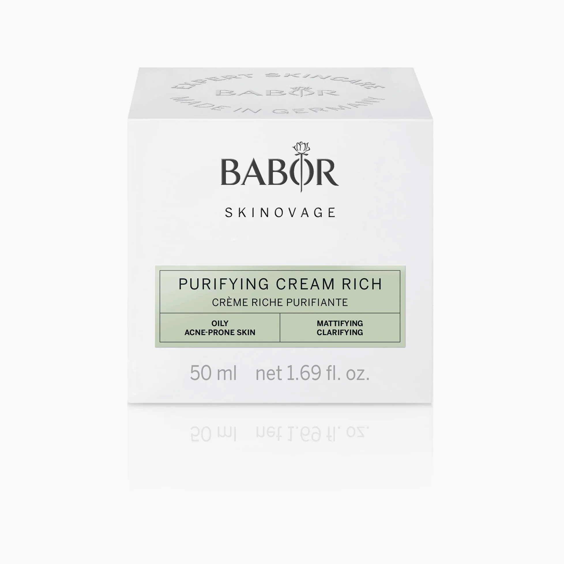 BABOR SKINOVAGE Purifying Cream rich, bogaty w składniki krem do twarzy do skóry zanieczyszczonej, oczyszczająca i oczyszczająca pory, wegański, 50 ml