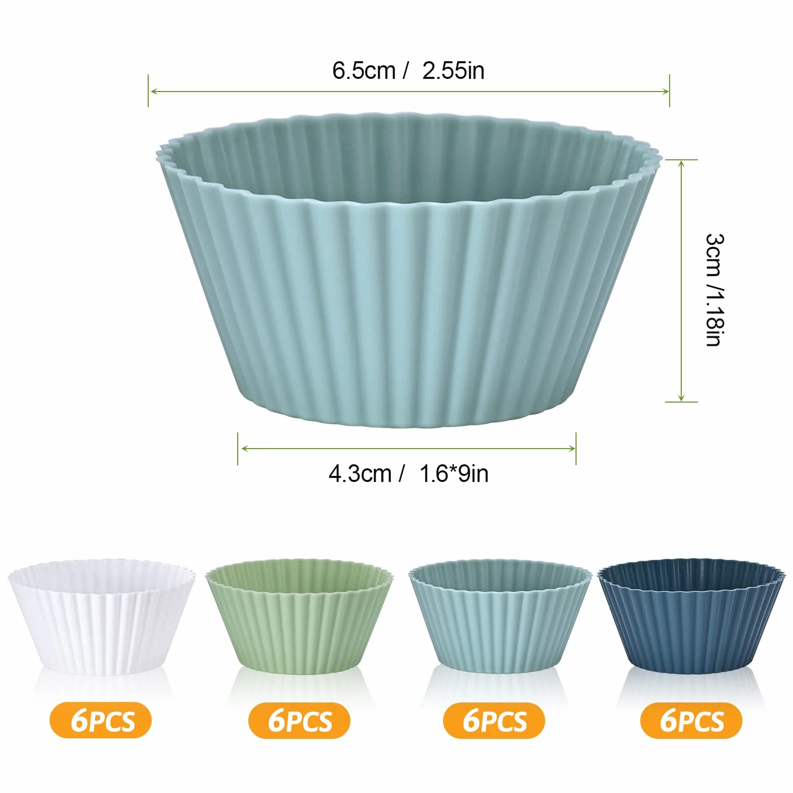 Silikonowe formy do muffinek 24 opakowania bez BPA wielokrotnego użytku