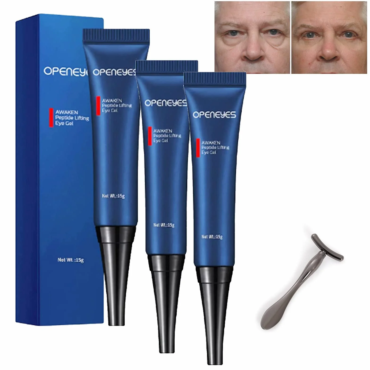 Openeyes Awaken Peptide Lifting Eye Gel, Nordizoe Openeyes, Nordizoe krem pod oczy, Openeyes Peptide Eye Gel, Anti-Aging serum pod oczy dla mężczyzn i kobiet (3 szt.)