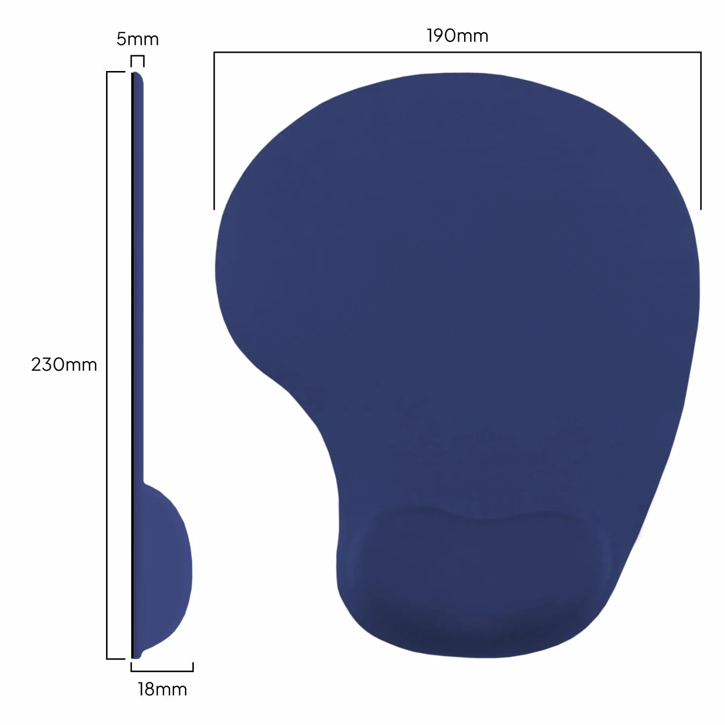 OcioDual Podkładka pod mysz z podpórką pod nadgarstek, ergonomiczna, z żelowym podparciem, ciemnoniebieska, miękka tkanina z antypoślizgową gumową podstawą, ulga w bólu, pianka z pamięcią kształtu
