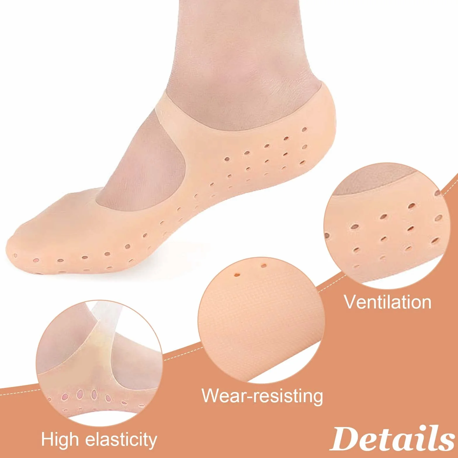 1 para silikonowych skarpet nawilżających, skarpetki żelowe do pedicure, nawilżające skarpetki do stóp, Nocne nawilżające skarpetki do pielęgnacji skóry stóp, silikonowe skarpetki (A)
