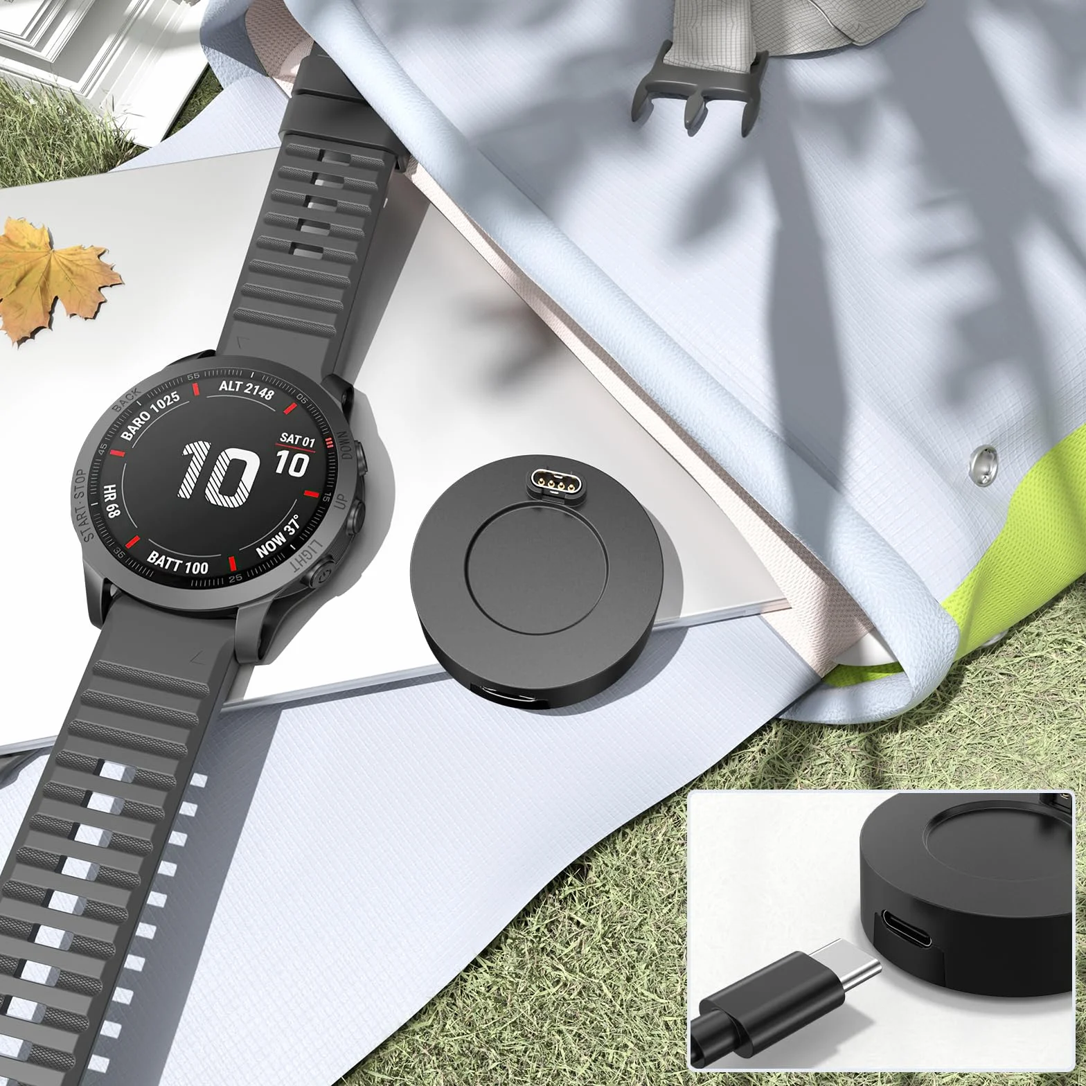 Tobfit Ładowarka USB C adapter do Garmin Venu/2 Plus/Sq/Sq 2 Music/Venu 3/3S/2S, tylko przenośna stacja ładująca ładowarka do zegarka Garmin