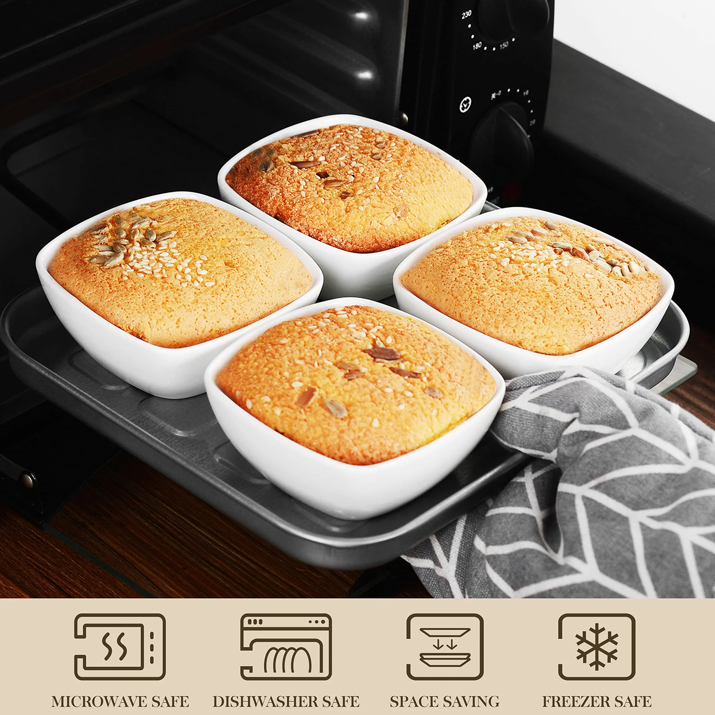 Malacasa Ramekin Series 6 sztuk porcelanowe 10 cm 170 ml miski do przekąsek