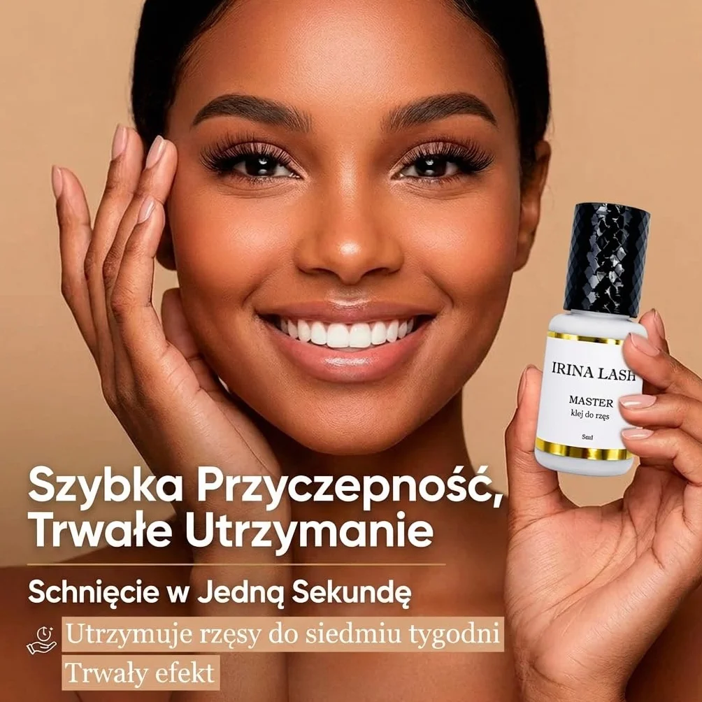Klej do rzęs Master Volume, atest higieniczny, szybkoschnący 1 s, utrzymuje się do 7 tyg., 5 ml czarny, do przedłużania rzęs - Irina Lash