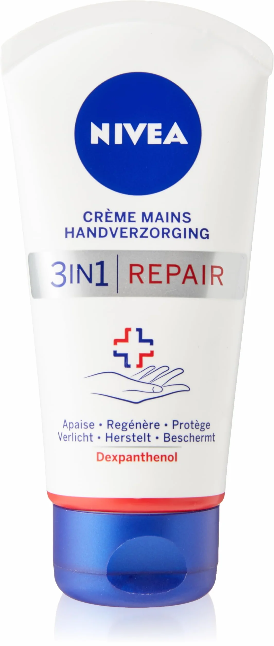 NIVEA 3 w 1 Repair Bardzo sucha i szorstka skóra (1 x 75 ml), nawilżająca pielęgnacja rąk Bogata i nietłusta formuła, regenerujący krem nawilżający z dekspantenolem
